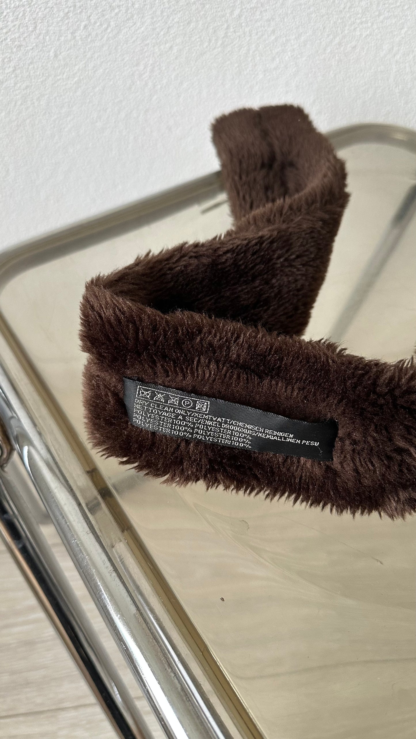 brown faux fur fluffy scarf