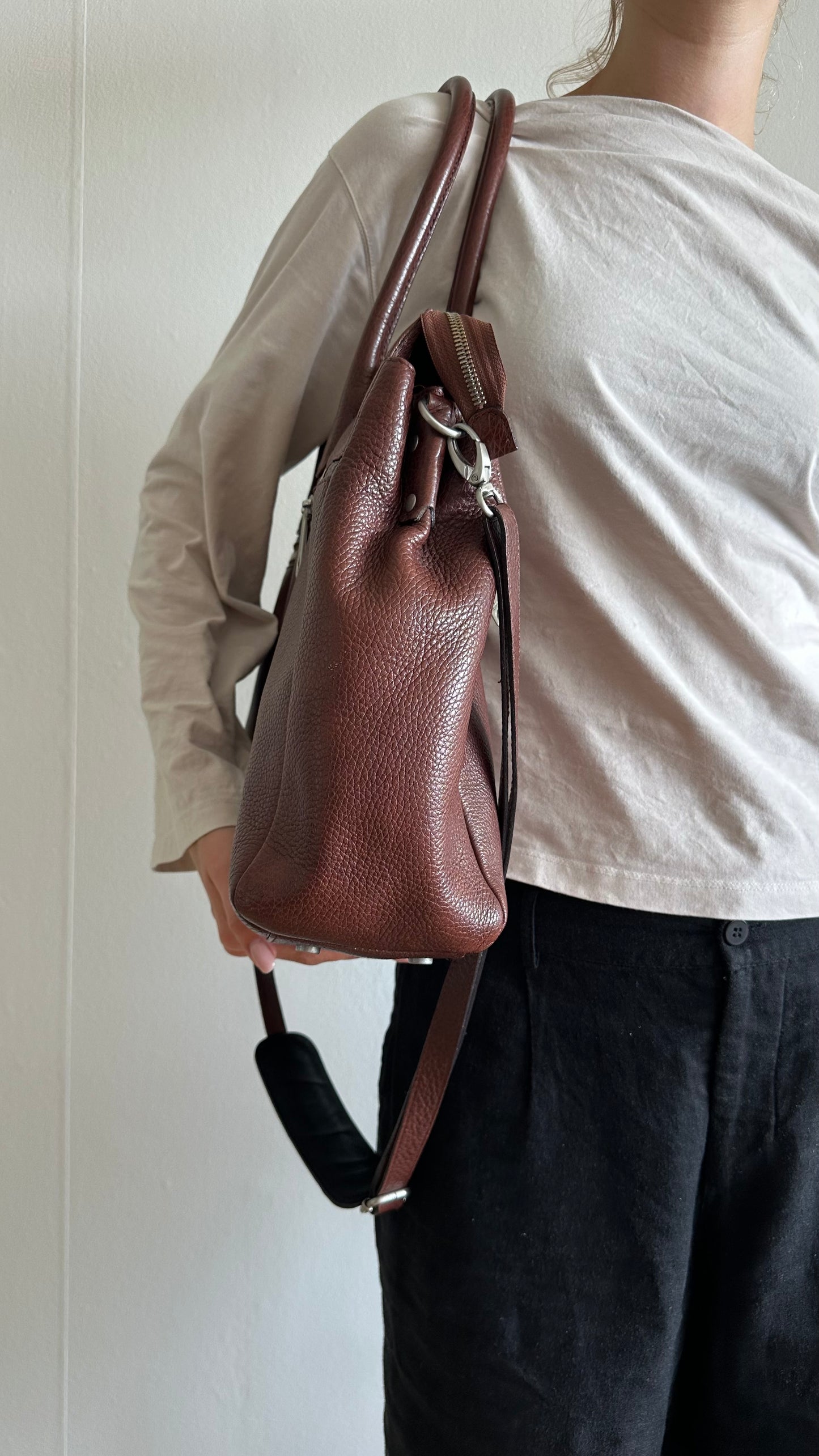 leather bordeaux work bag