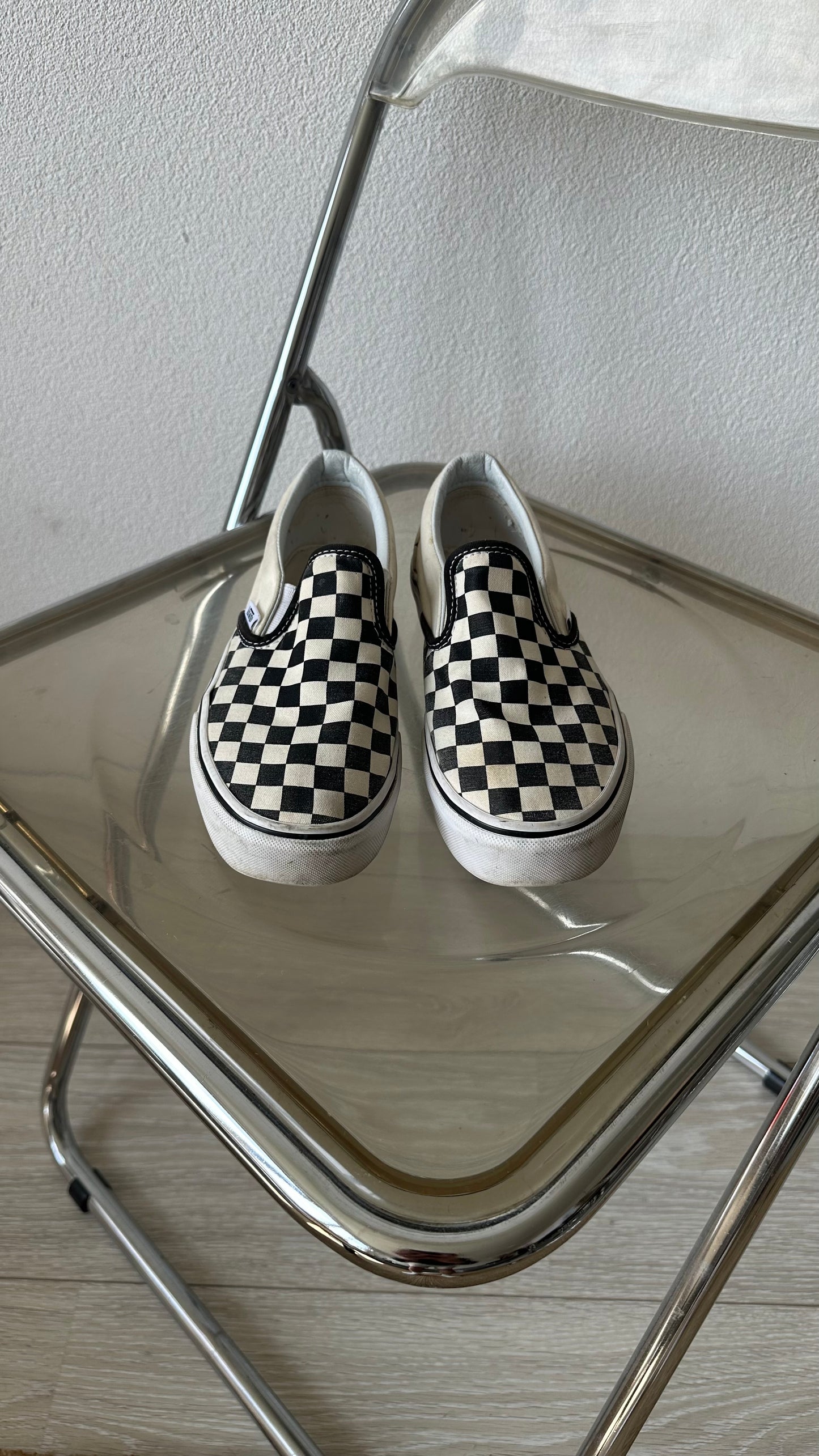 classic black white platform slip-on sneakers Vans size 38