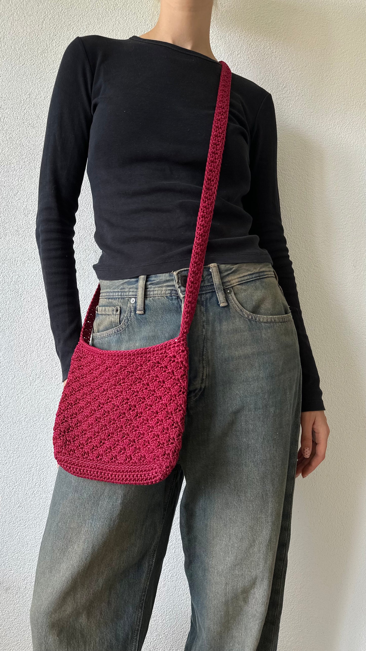 red burgundy crossbody bag with zip closure preloved find
