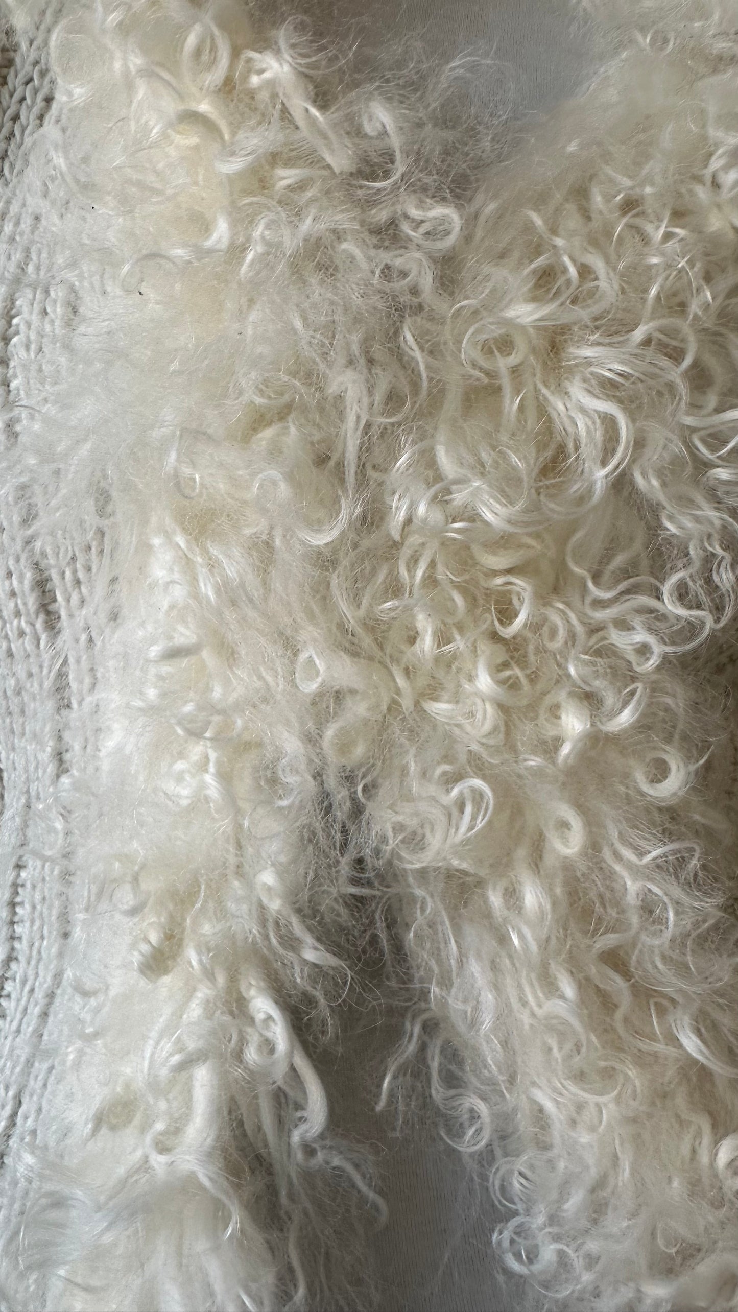 John Galliano vintage knitted cardigan with Mongolian lamb fur (off-white)