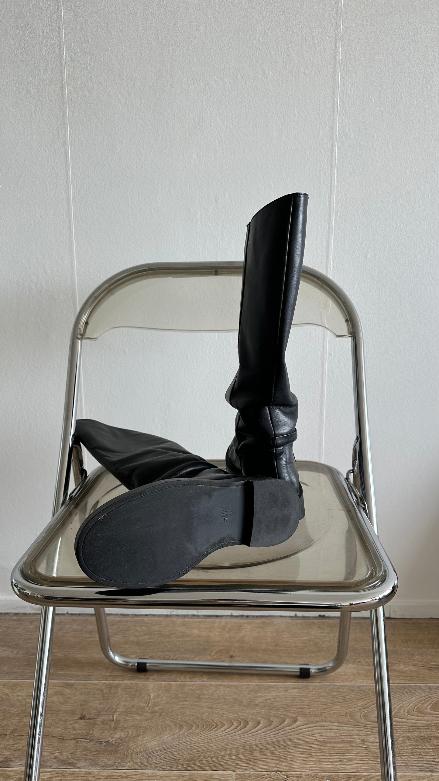black leather riding boots