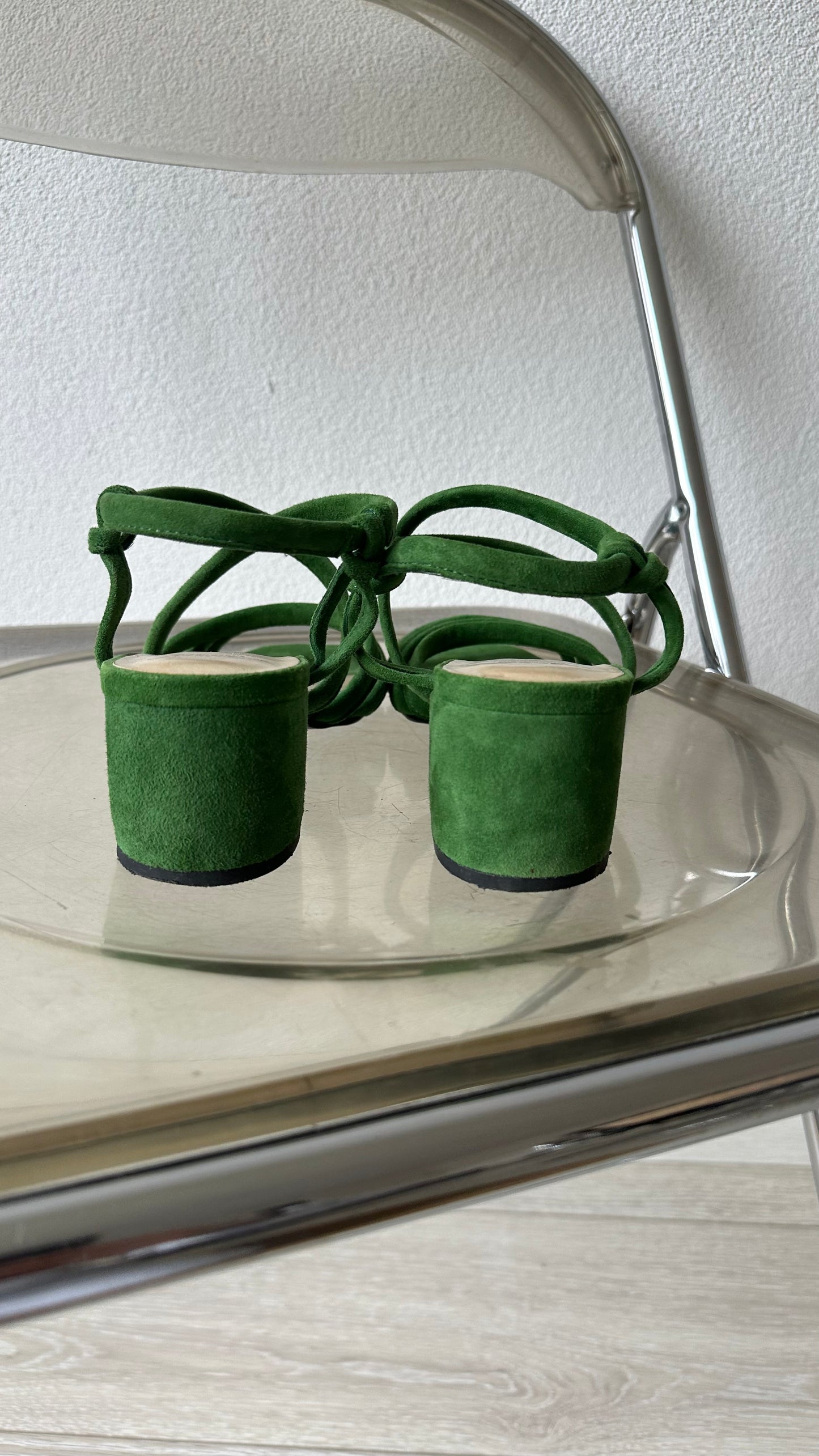 suede green Vagabond sandal heels
