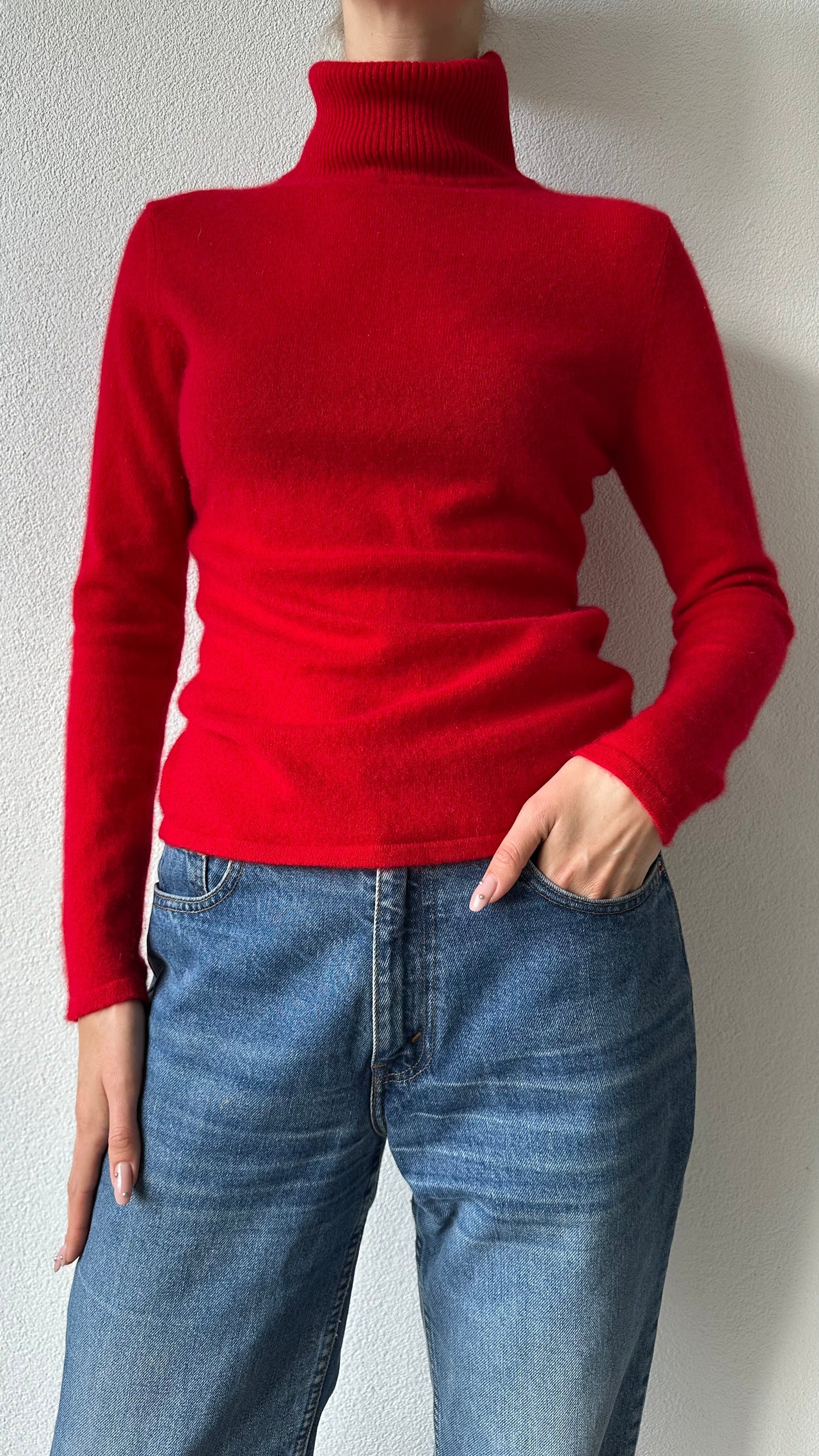 stable red cashmere turtle neck