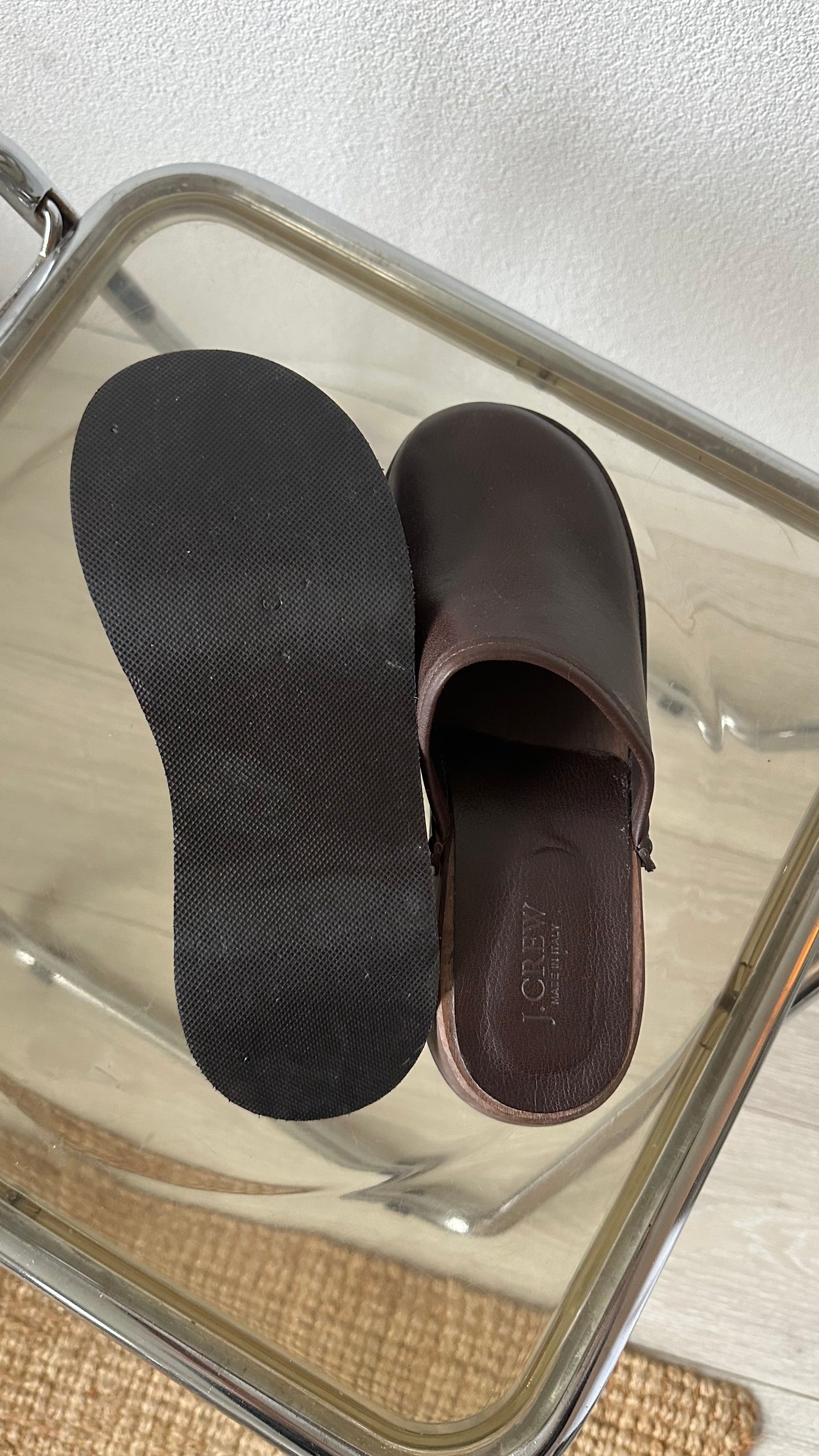 clogs j.crew brown leather mules rounded sole