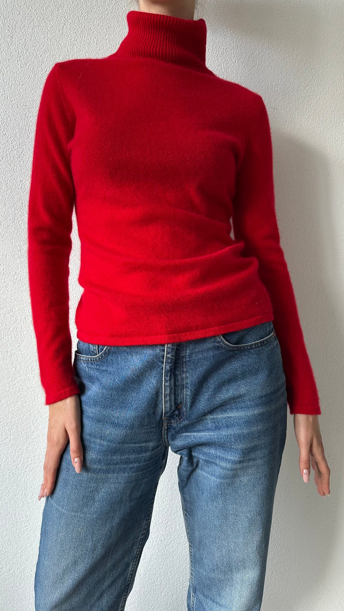 stable red cashmere turtle neck
