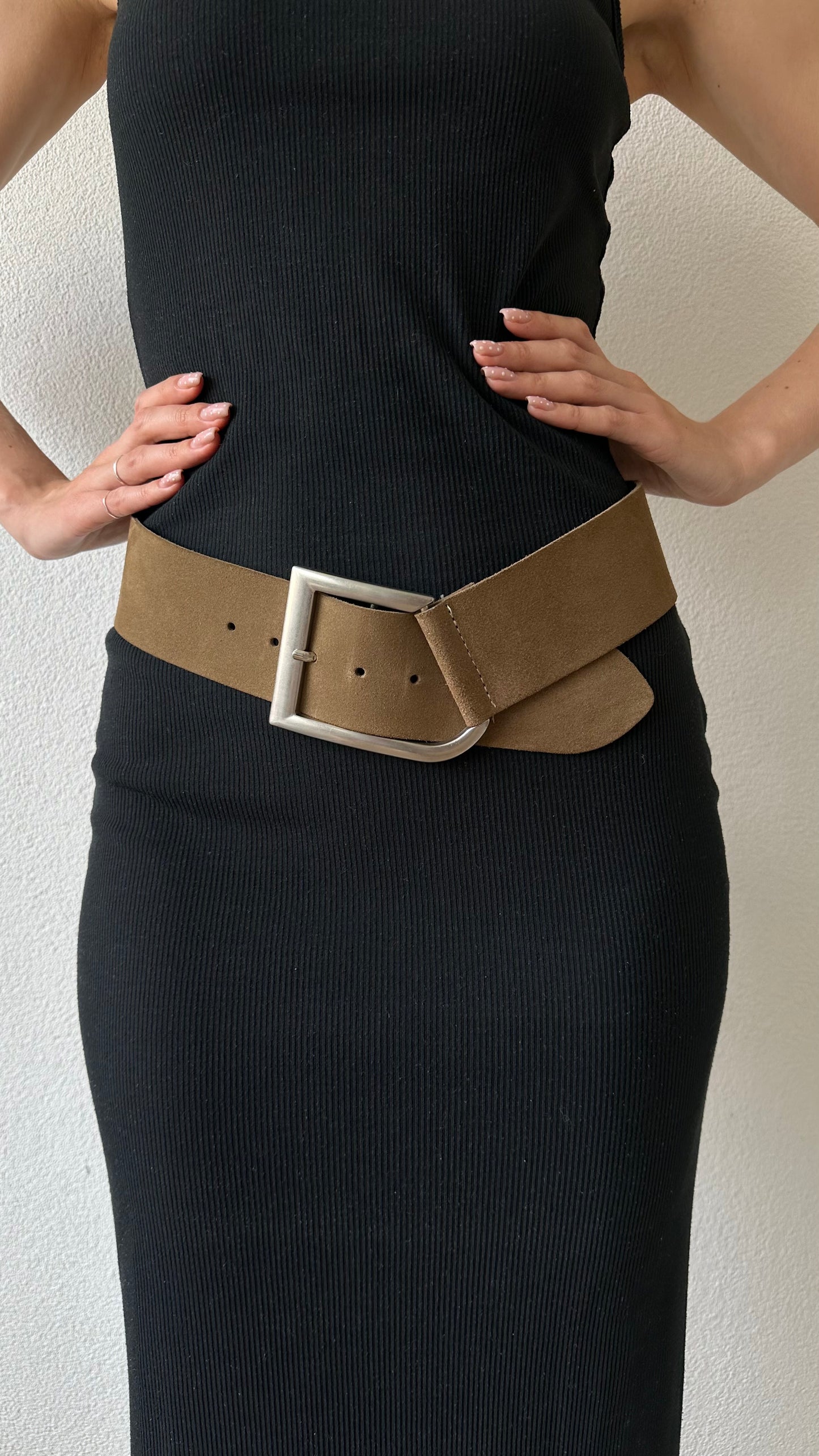 suede statement buckle belt