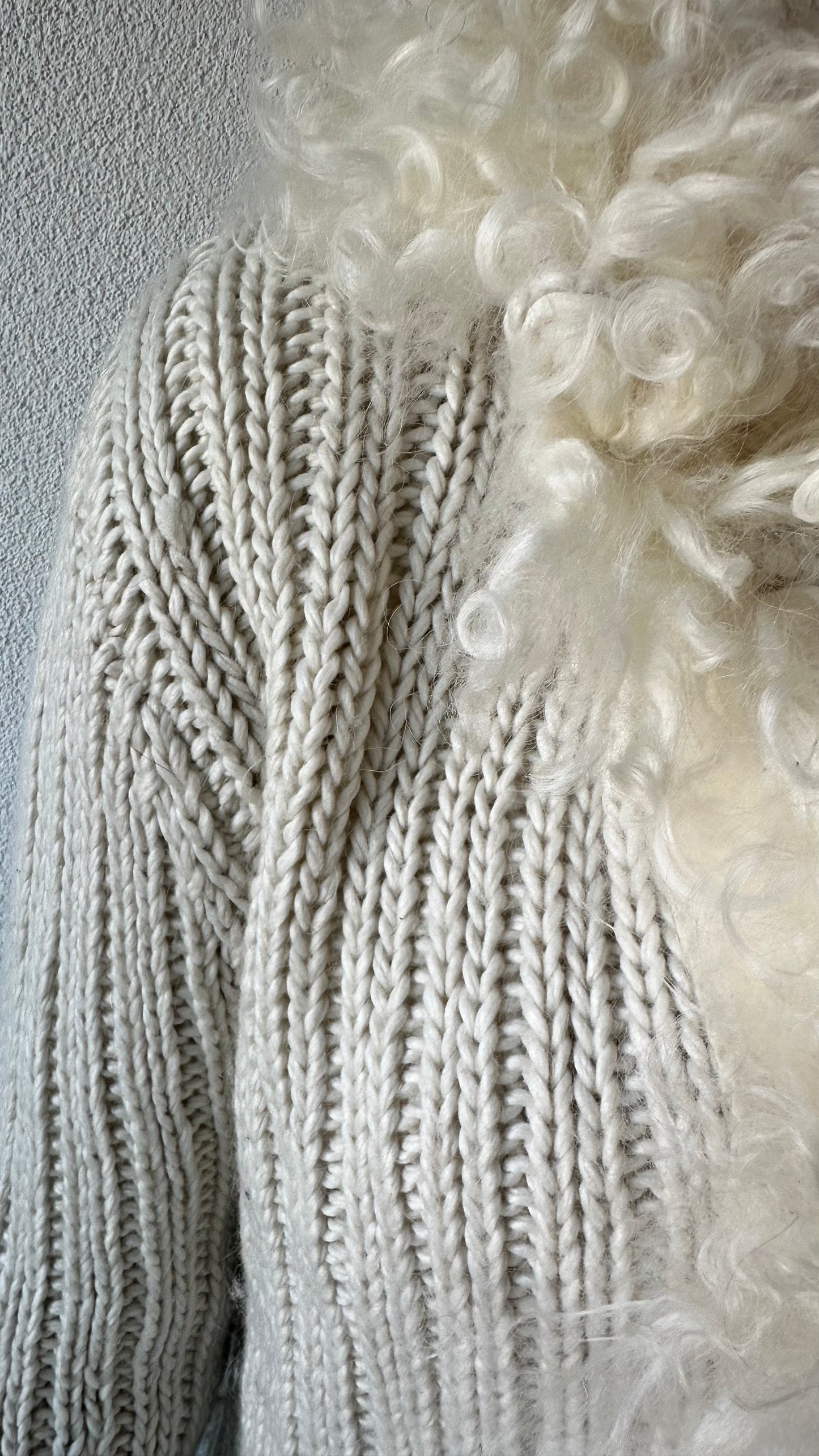 John Galliano vintage knitted cardigan with Mongolian lamb fur (off-white)