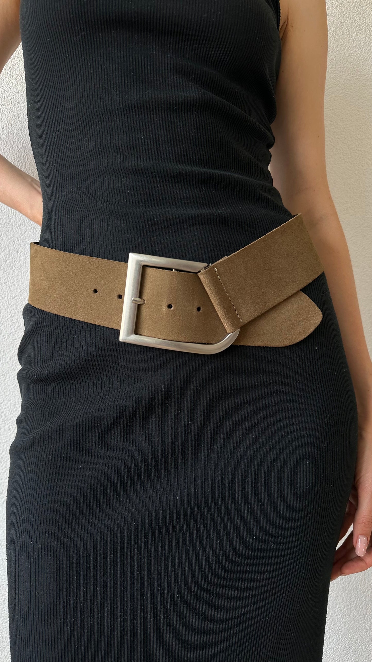suede statement buckle belt