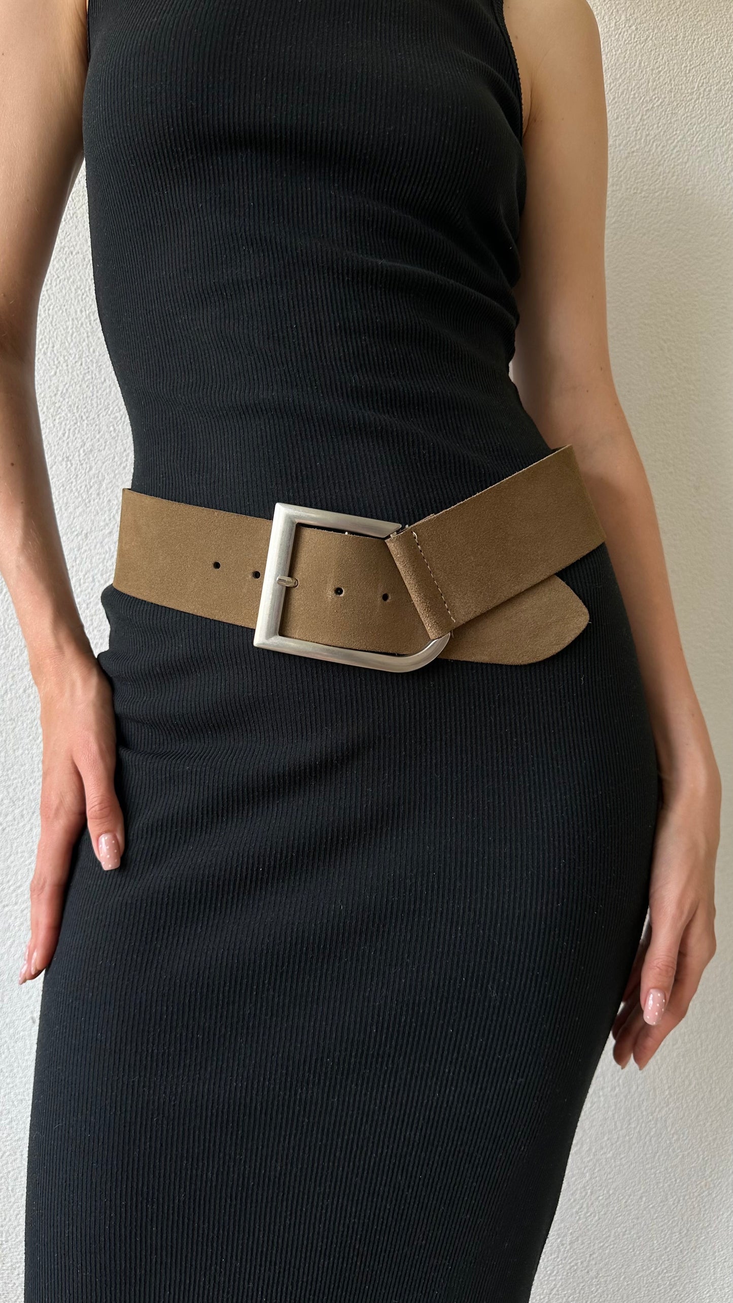 suede statement buckle belt