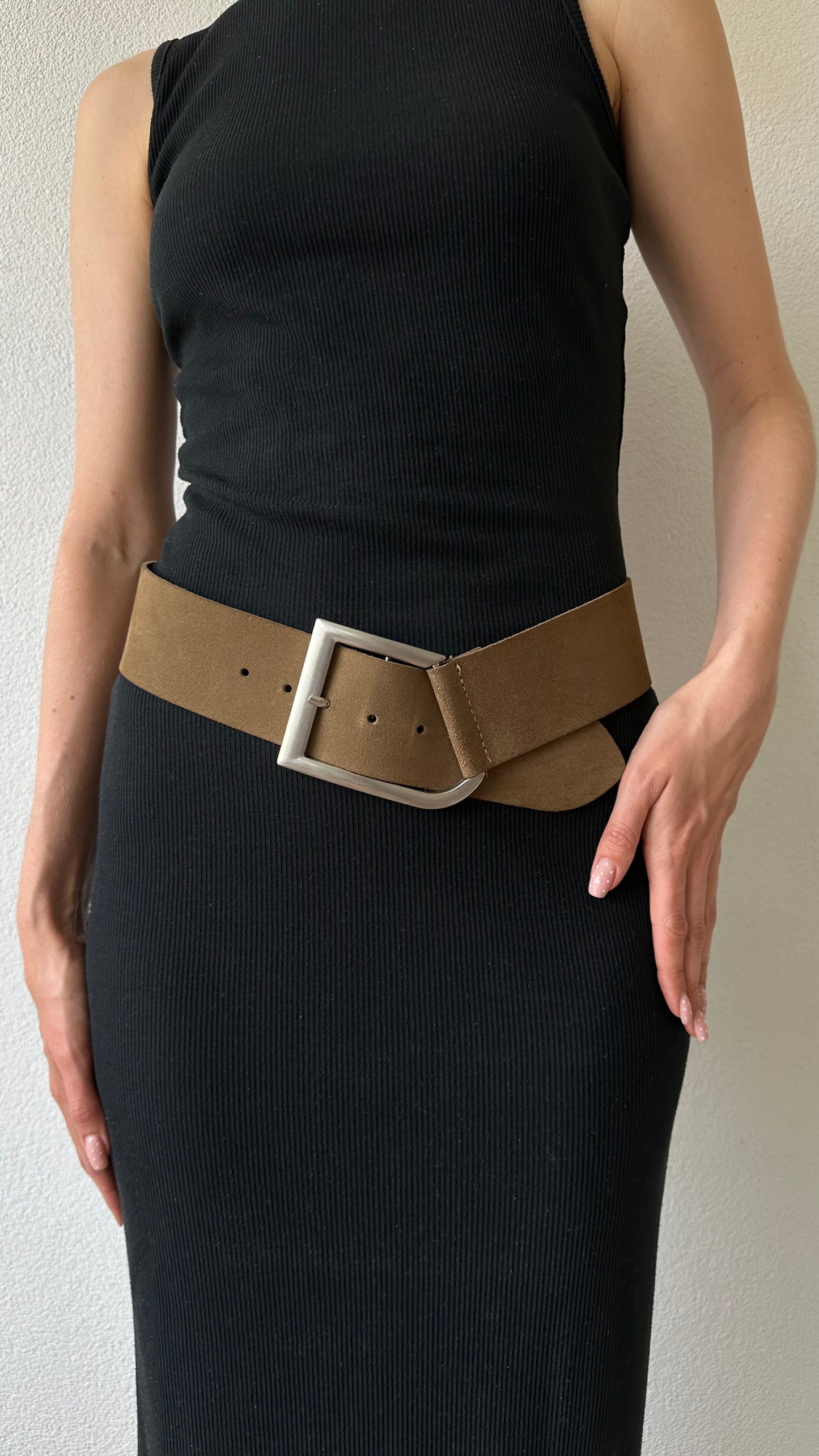 suede statement buckle belt