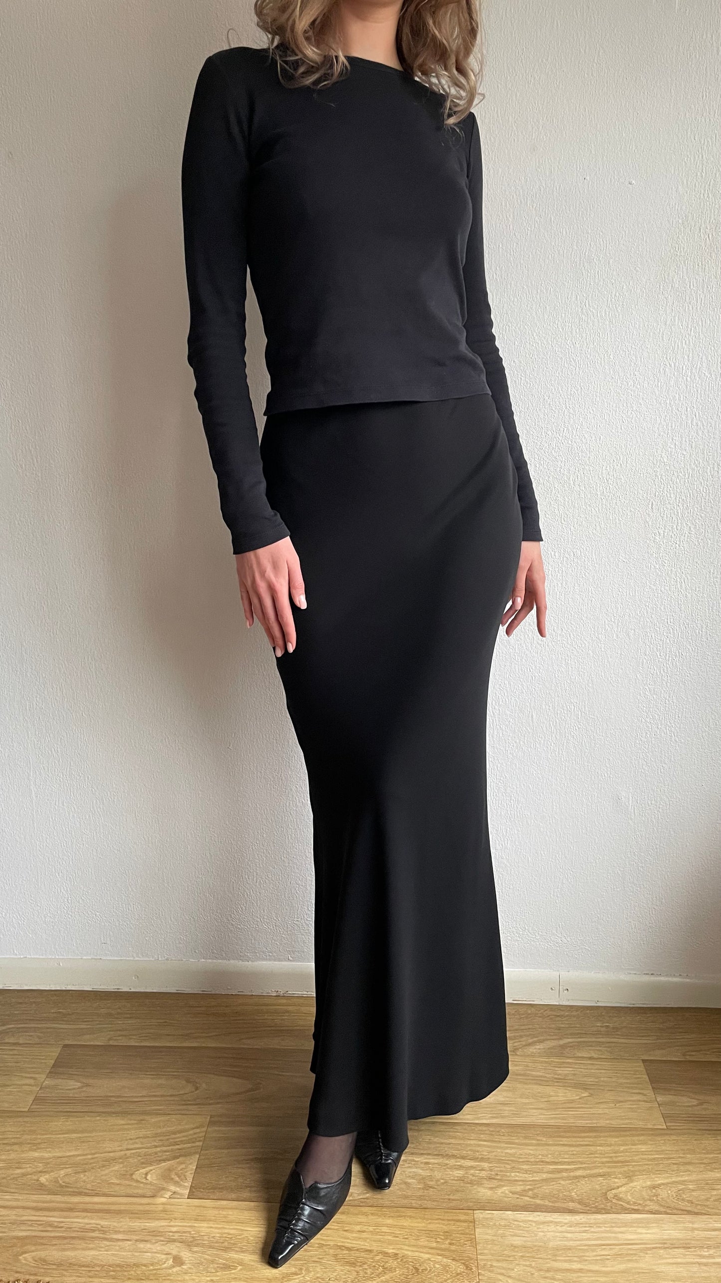 jean paul gaultier black maxi skirt