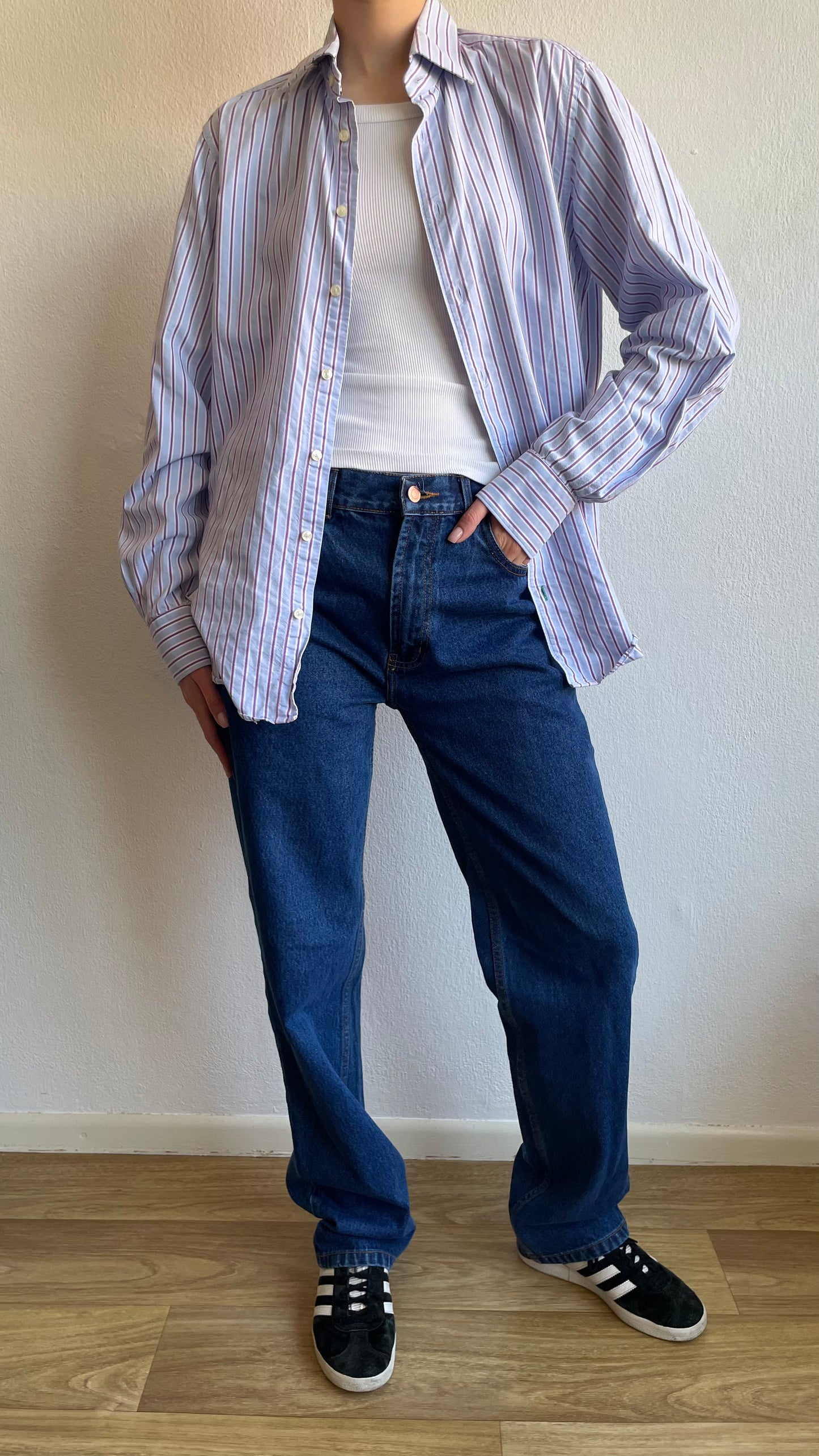 tommy hilfiger striped baby blue blouse