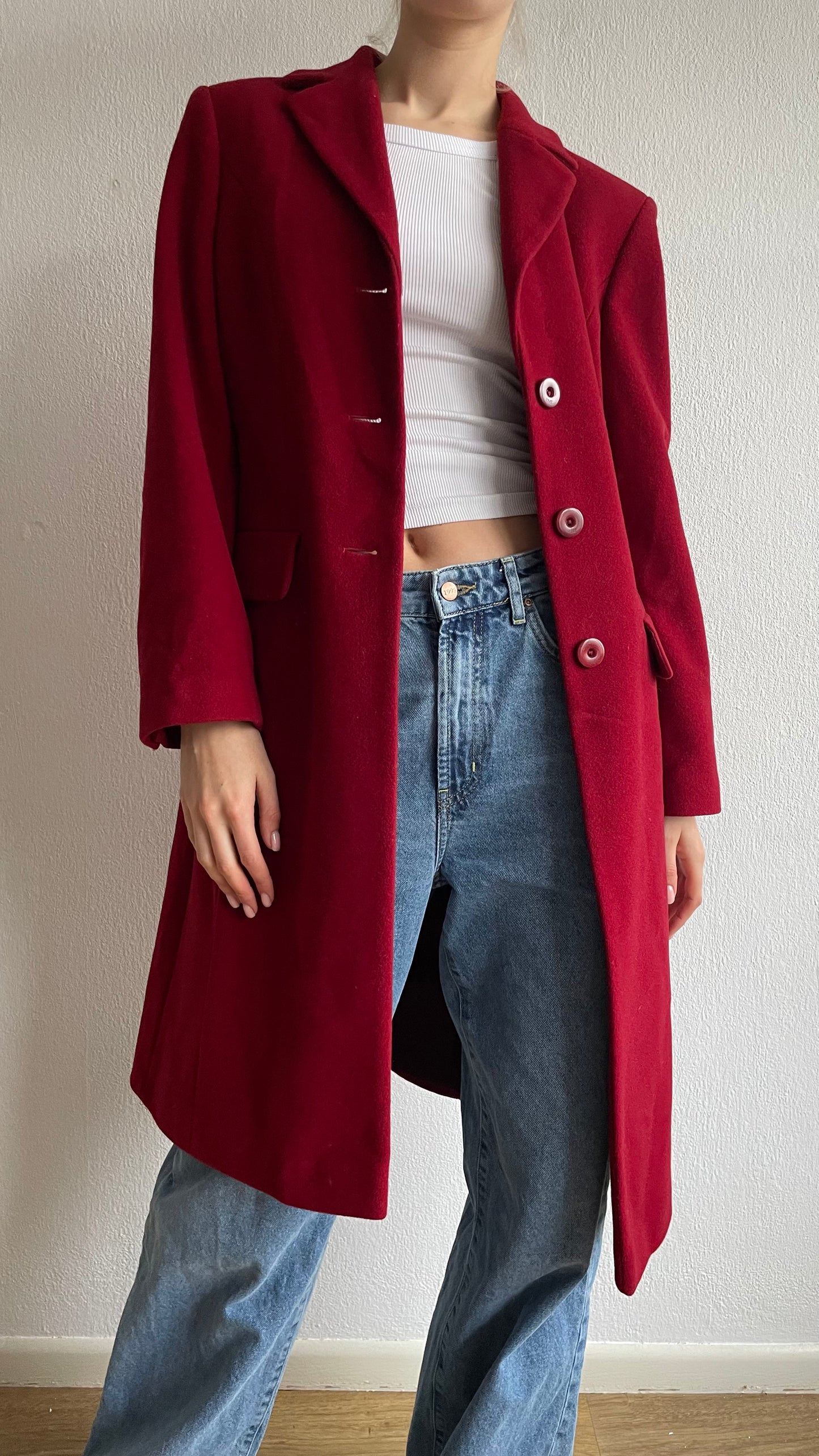 red wool & cashmere mix coat