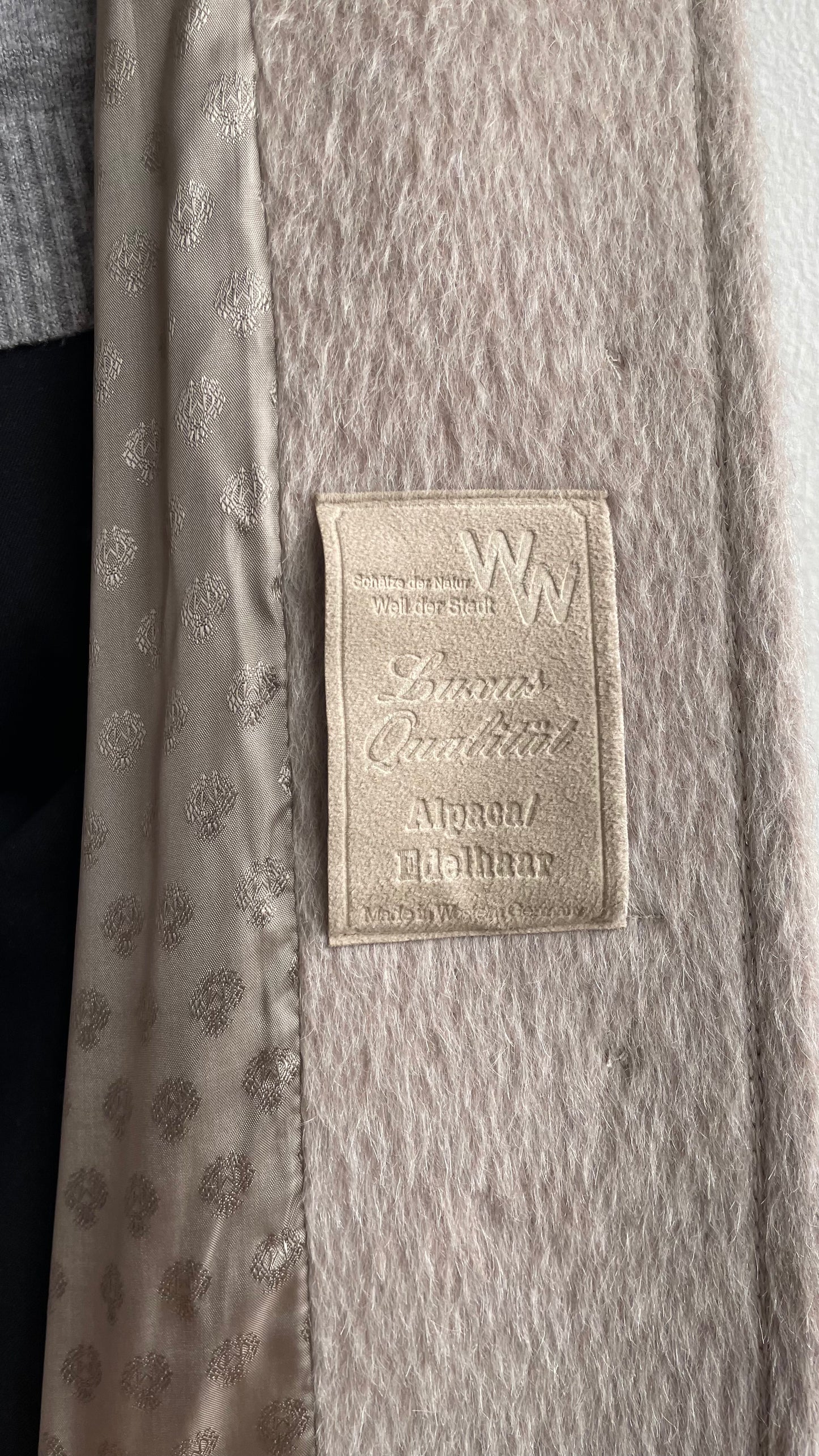 grey pink wool alpaca mix coat