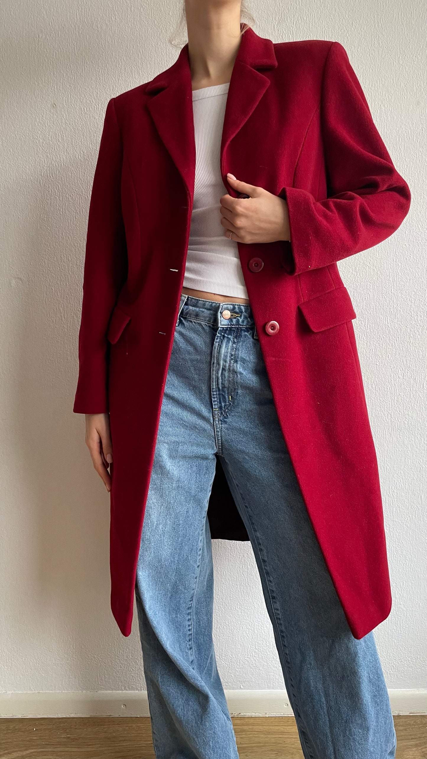 red wool & cashmere mix coat