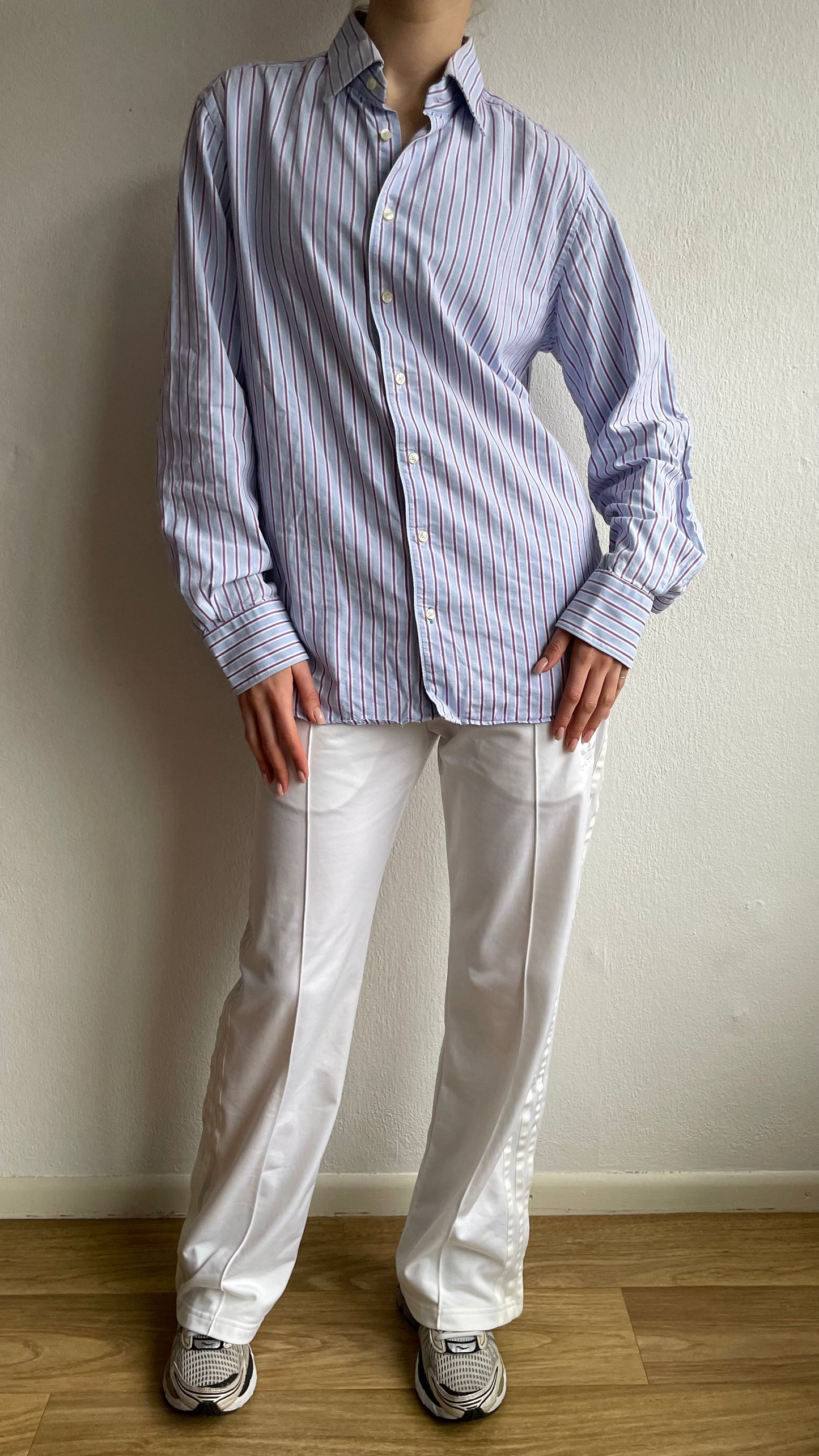 tommy hilfiger striped baby blue blouse