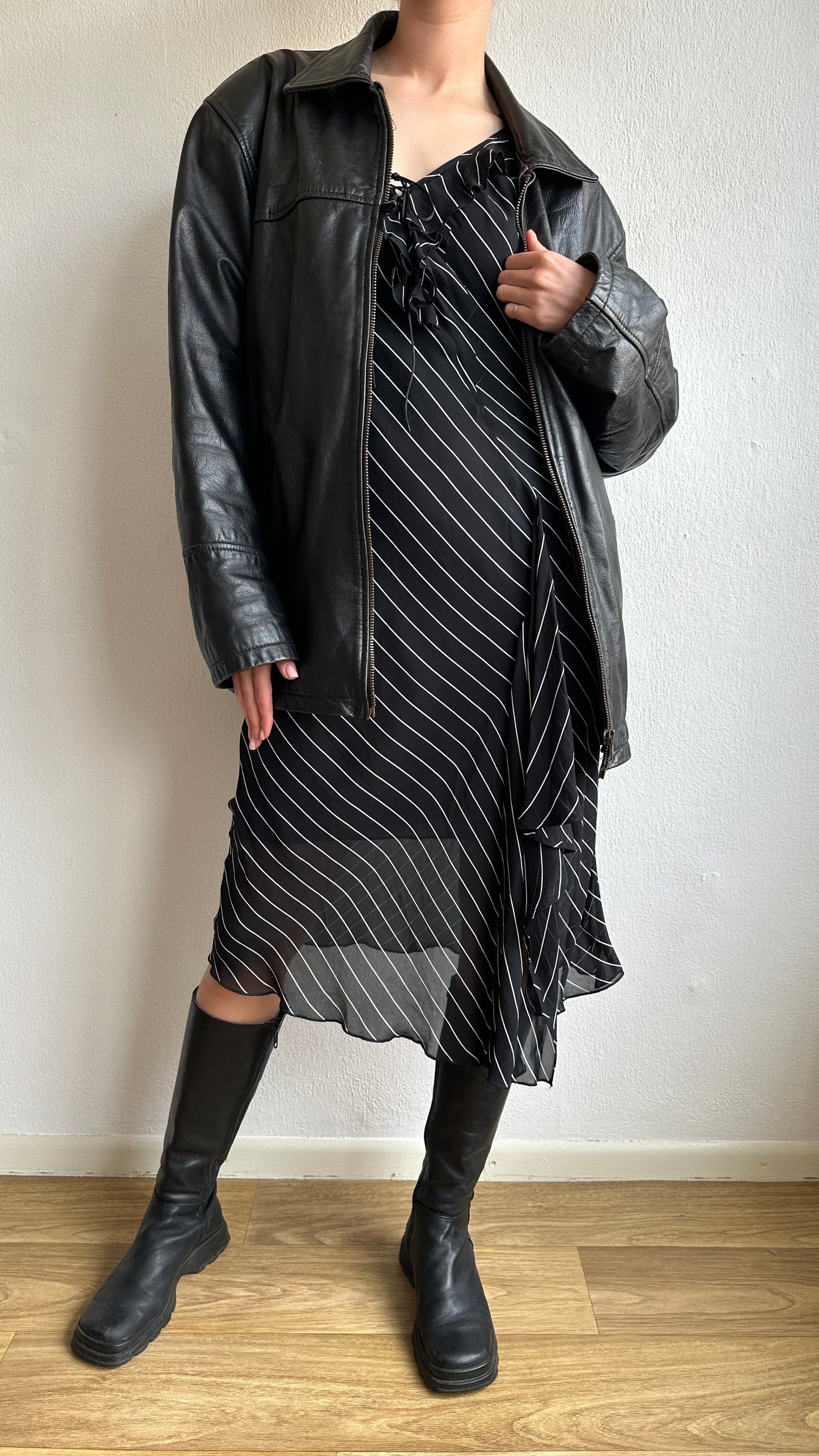 flowey assymertrical triped ruffle dress carrie dress