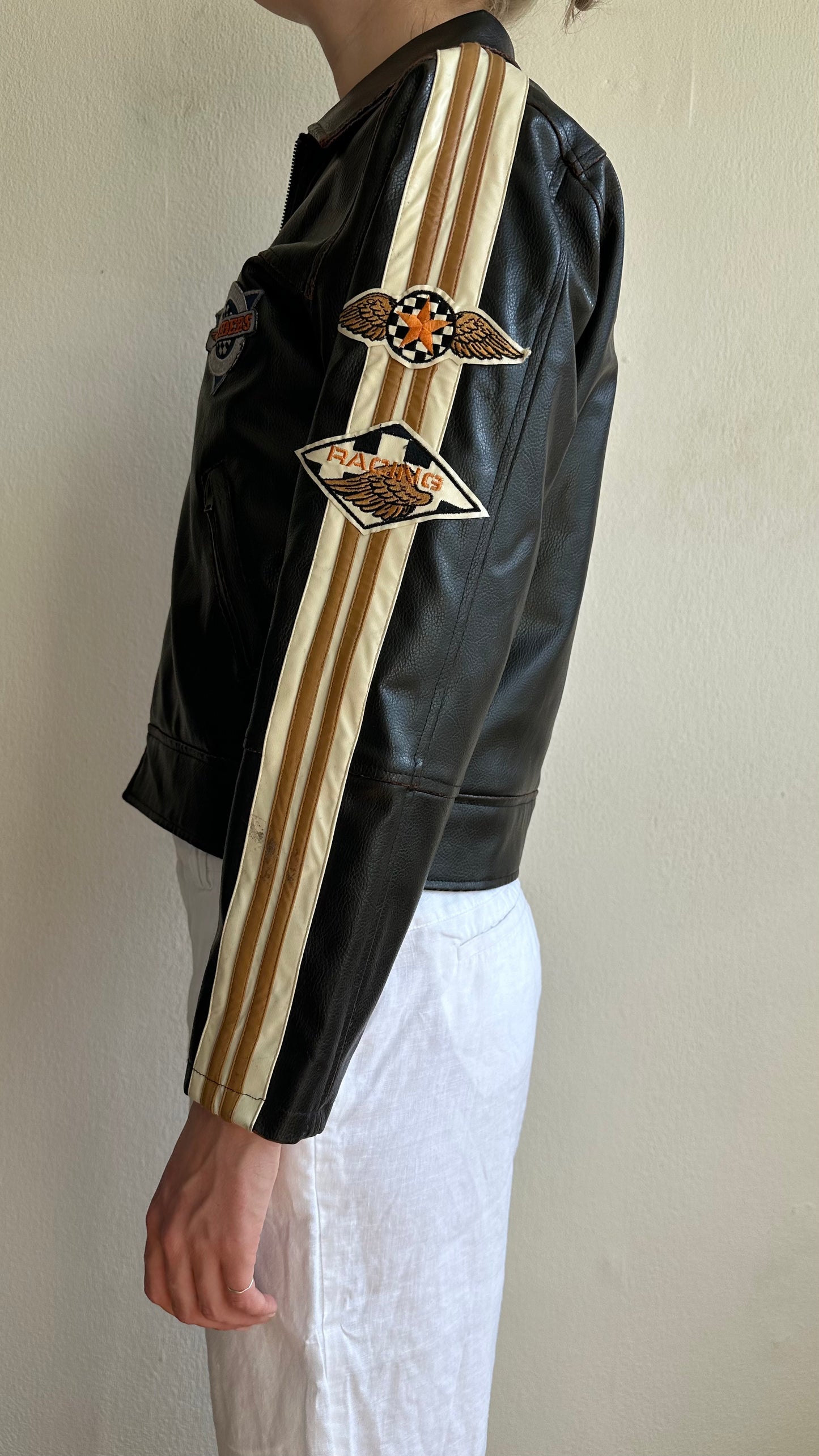 moto jacket with patches