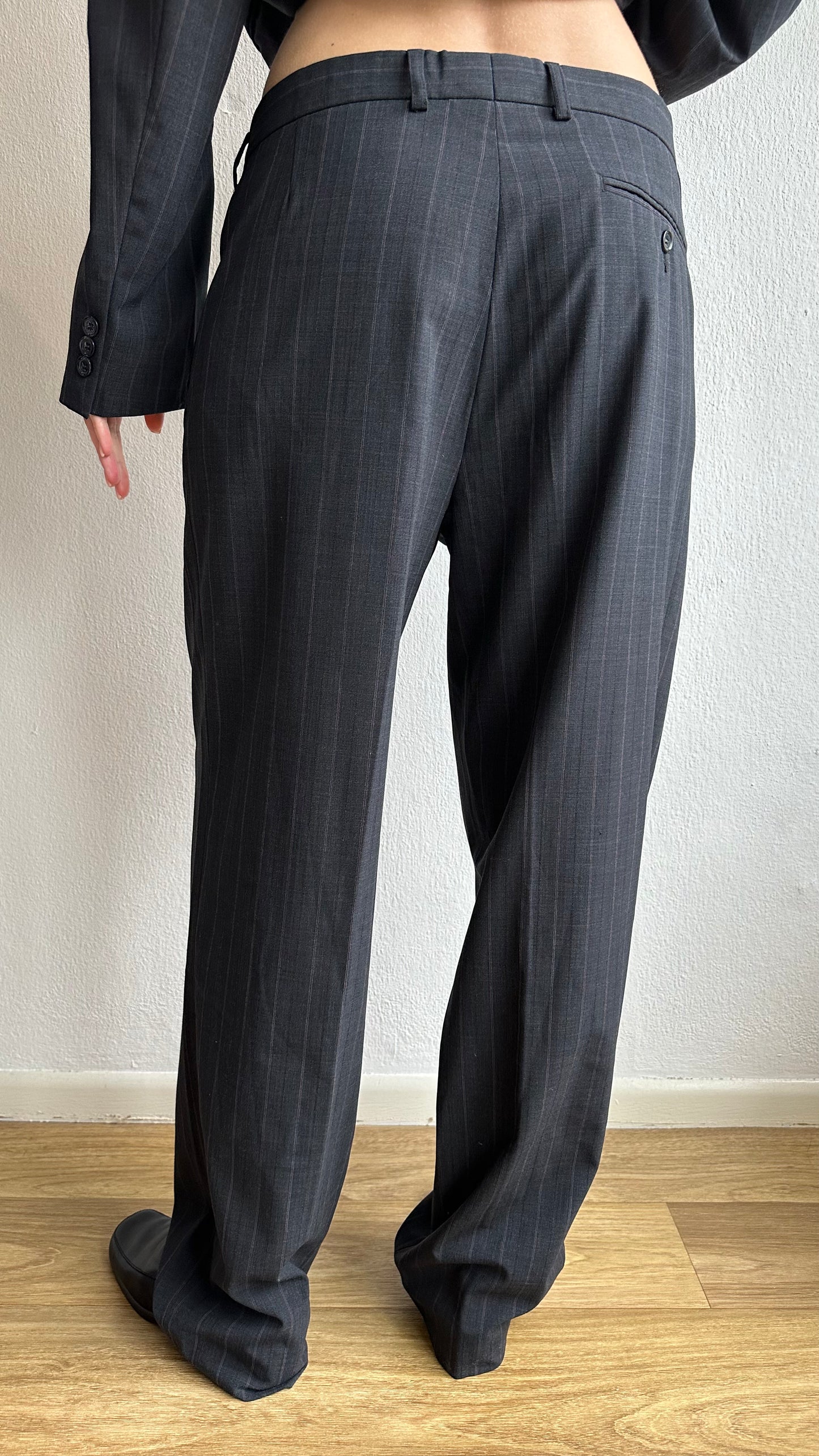 oversized pinstriped vintage suit