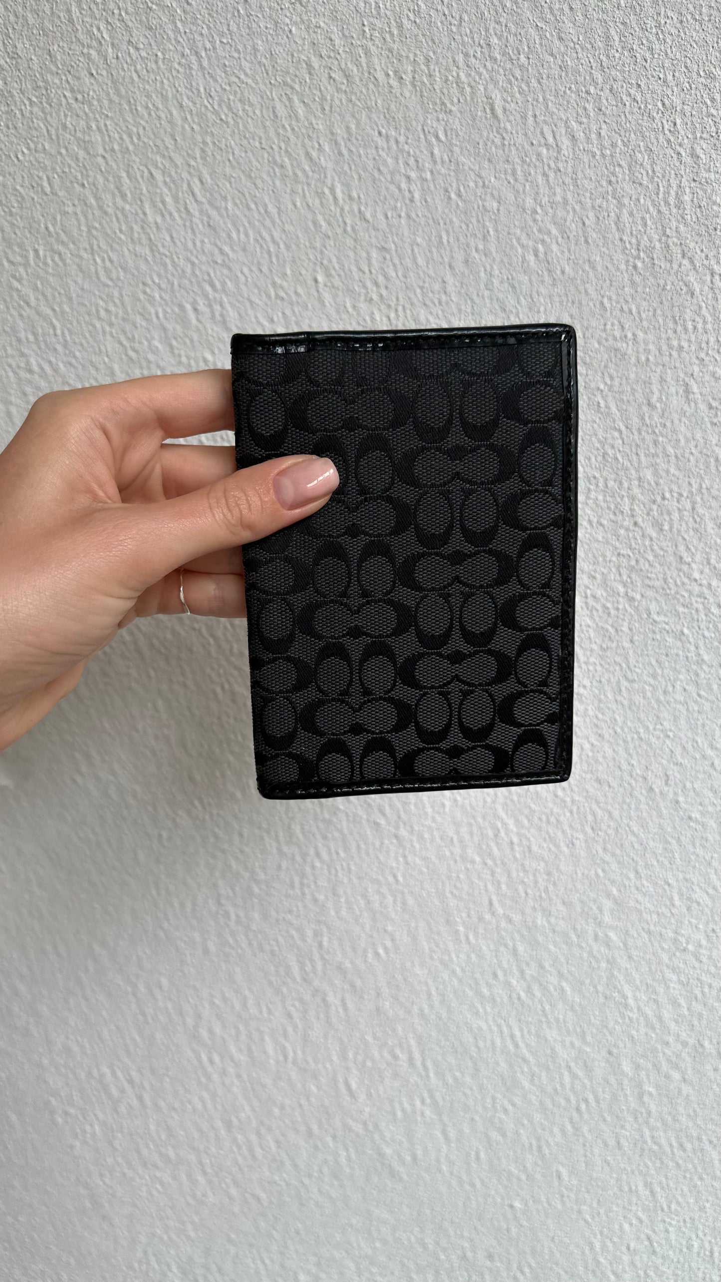 coach wallet black patent leather