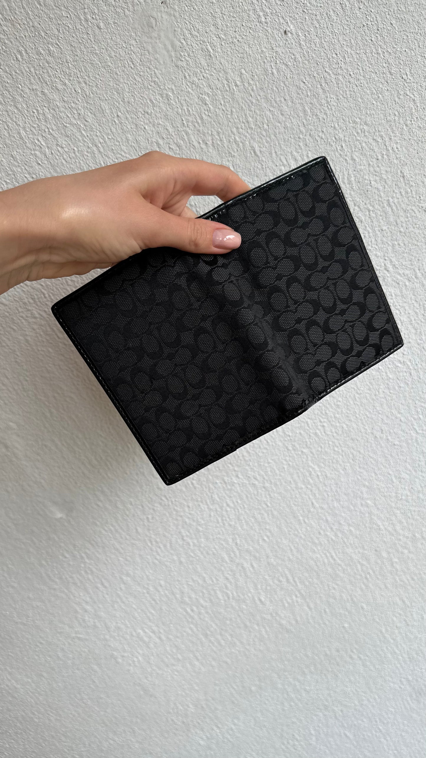coach wallet black patent leather
