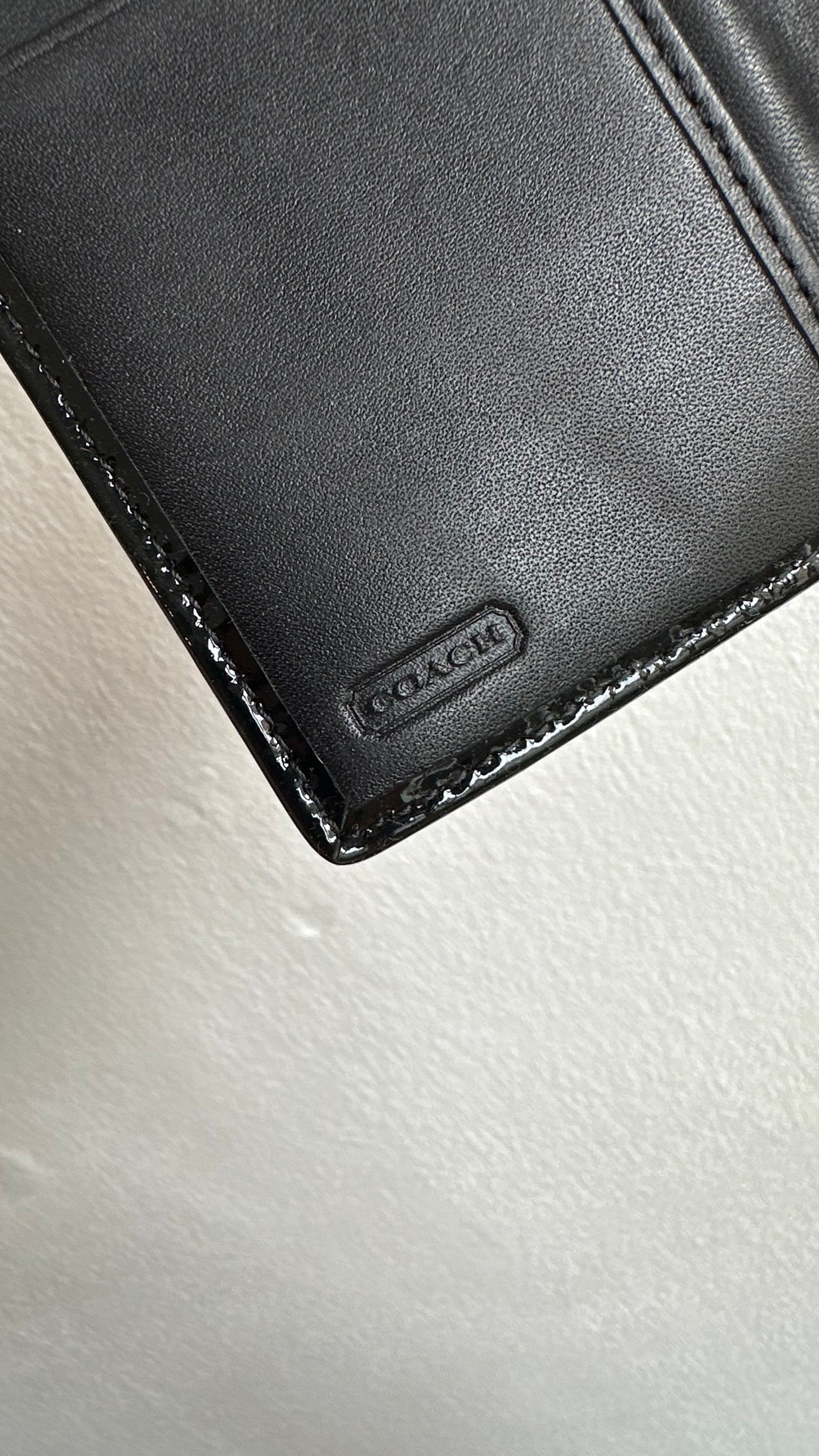 coach wallet black patent leather