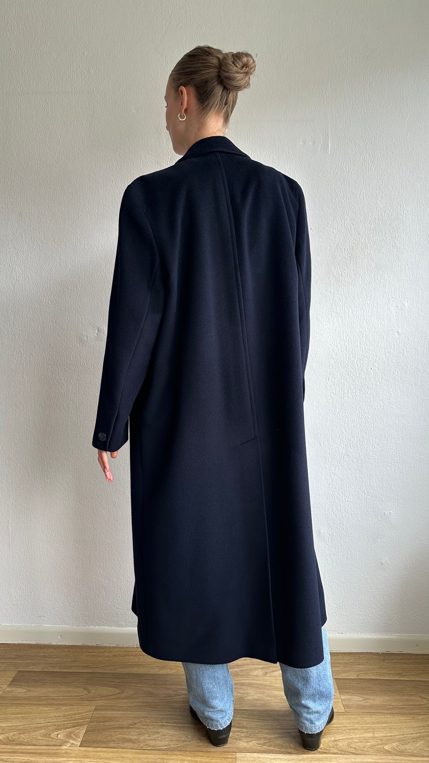 blue double breasted coat wool cashmere