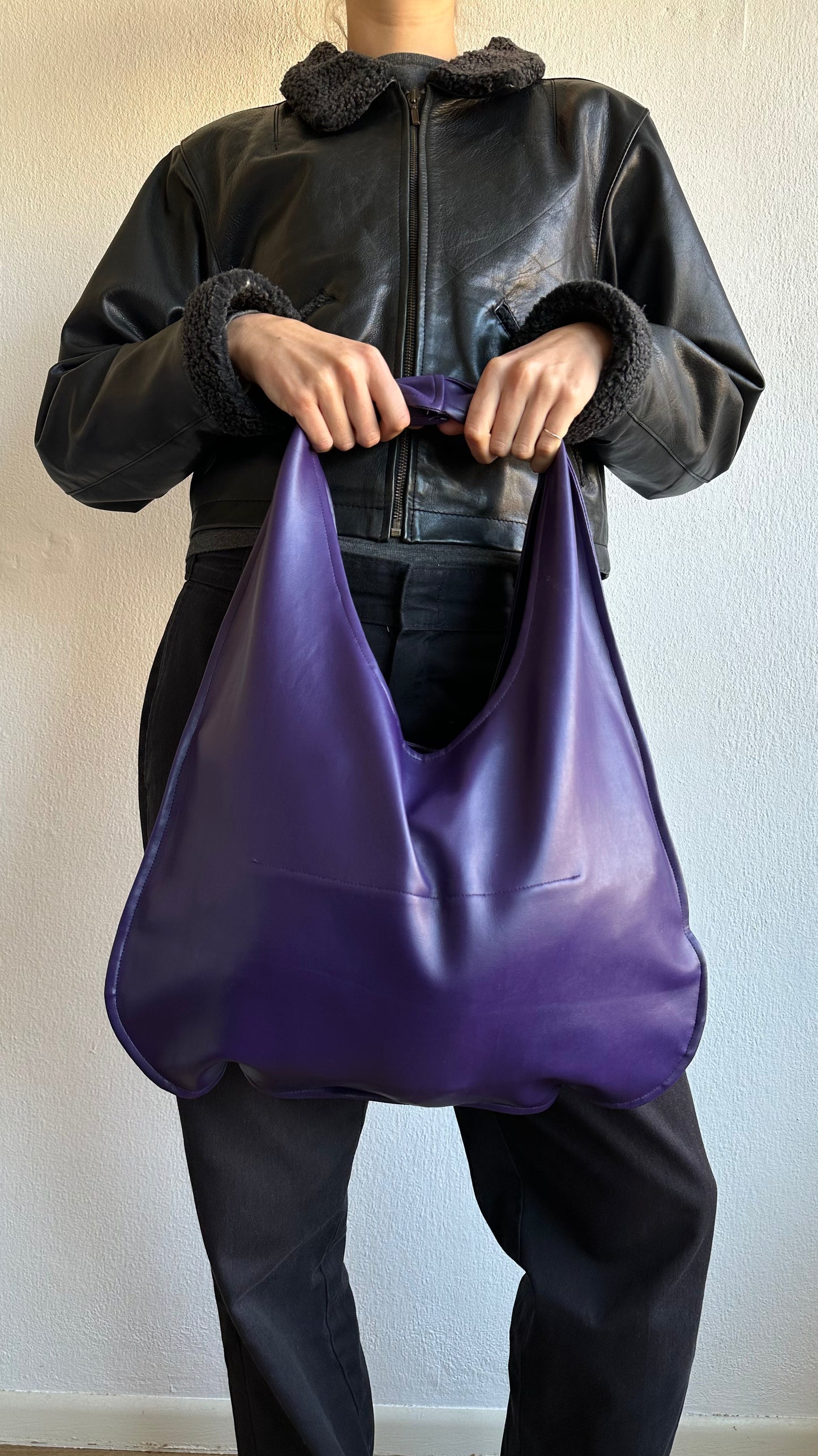 purple handmade tote bag