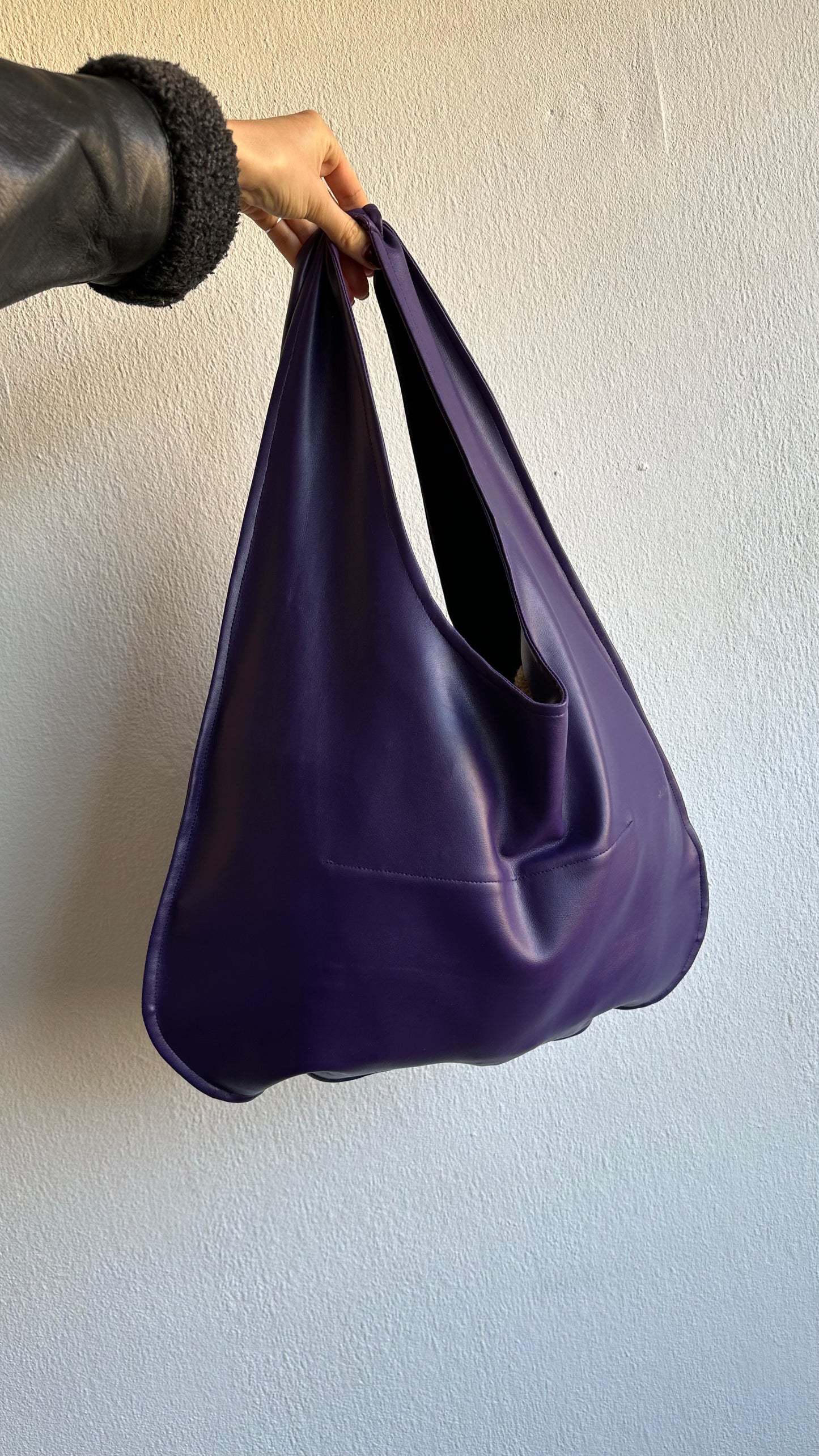 purple handmade tote bag