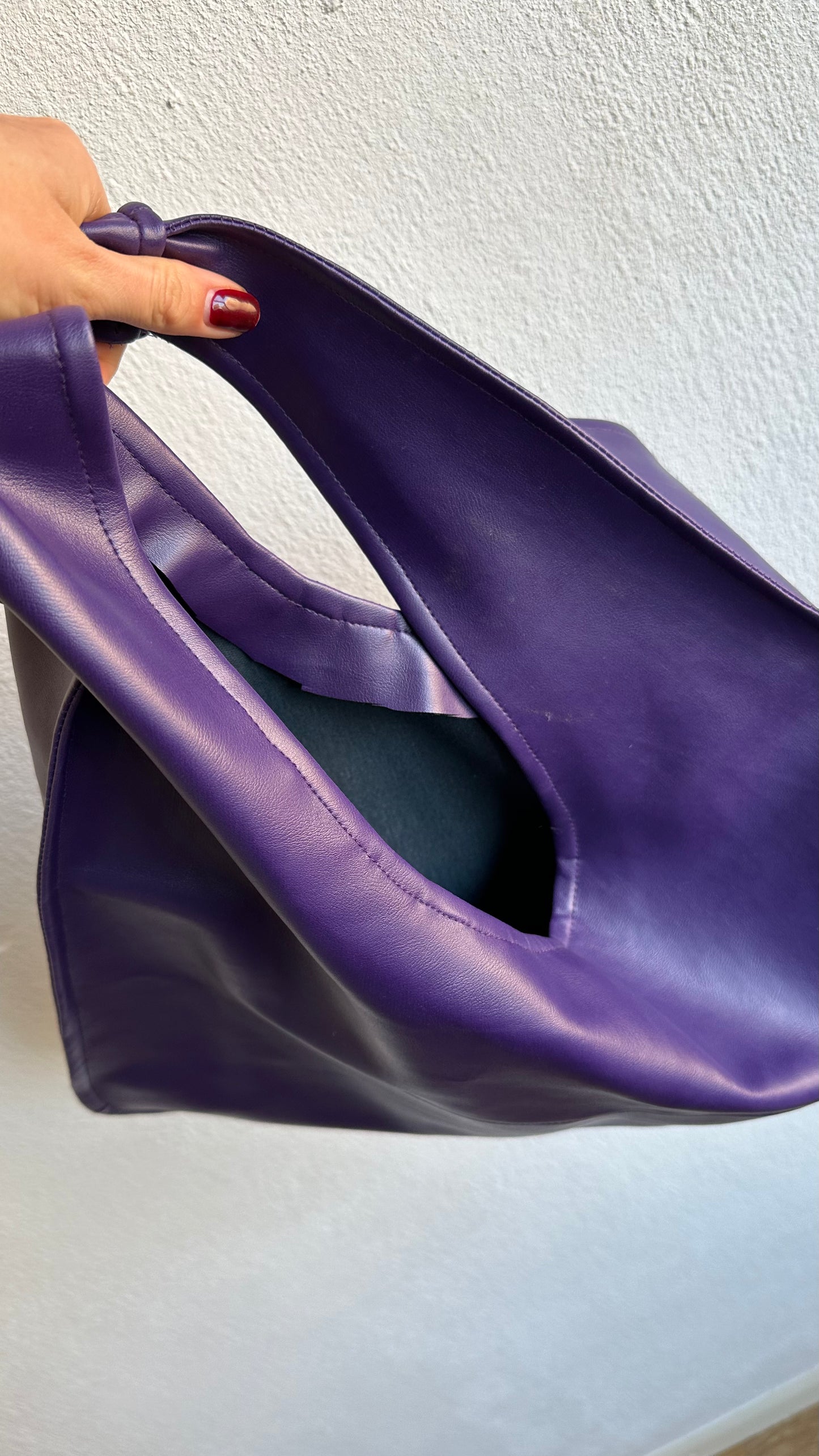 purple handmade tote bag