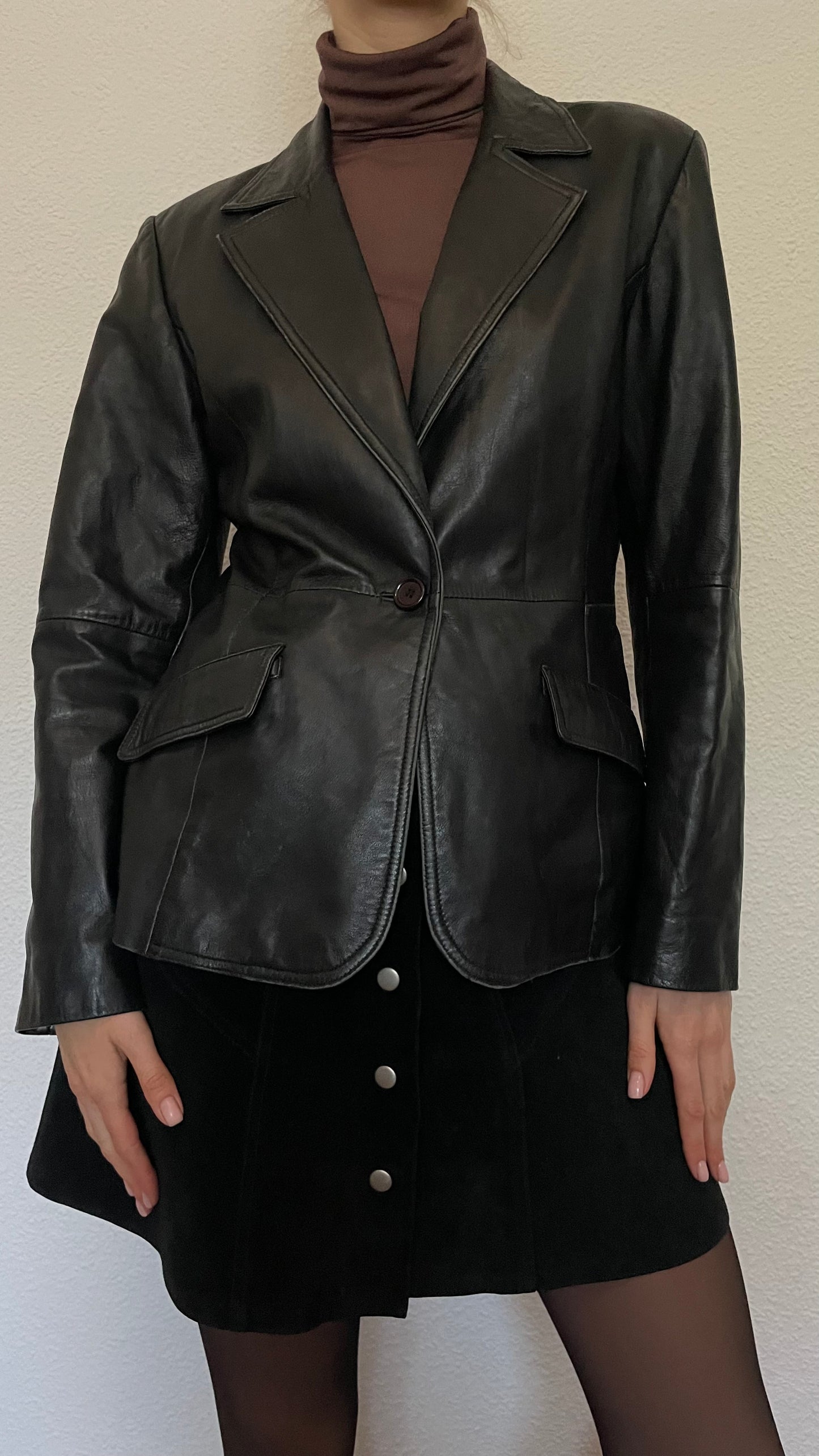 leather timeless fitted blazer