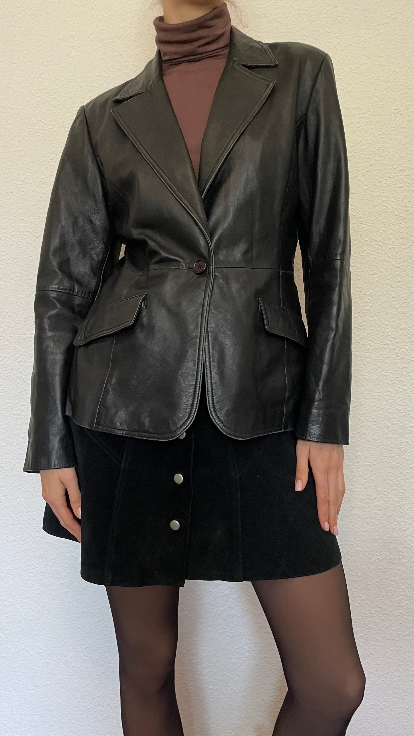 leather timeless fitted blazer