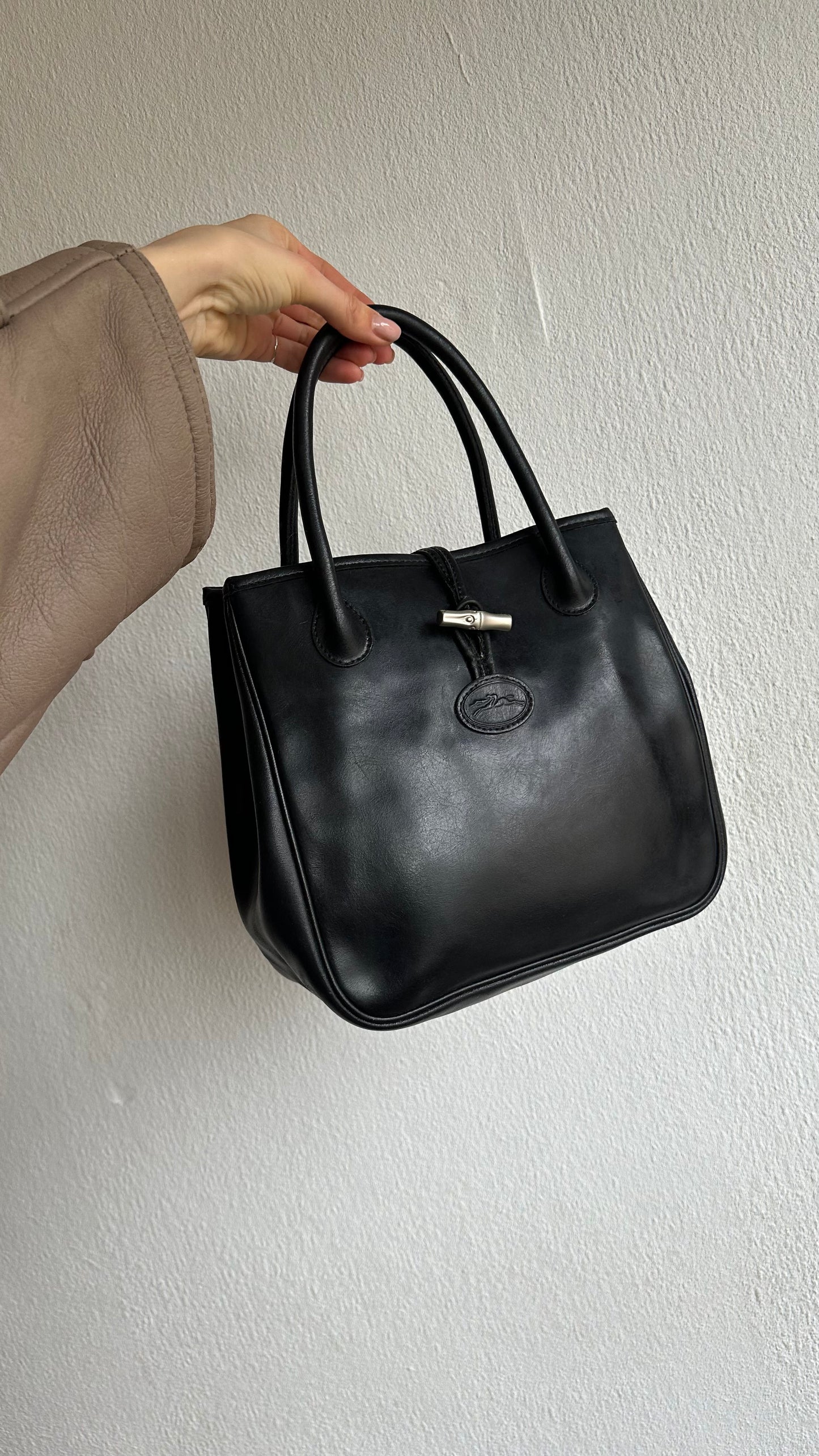 roseau Longchamp leather handbag