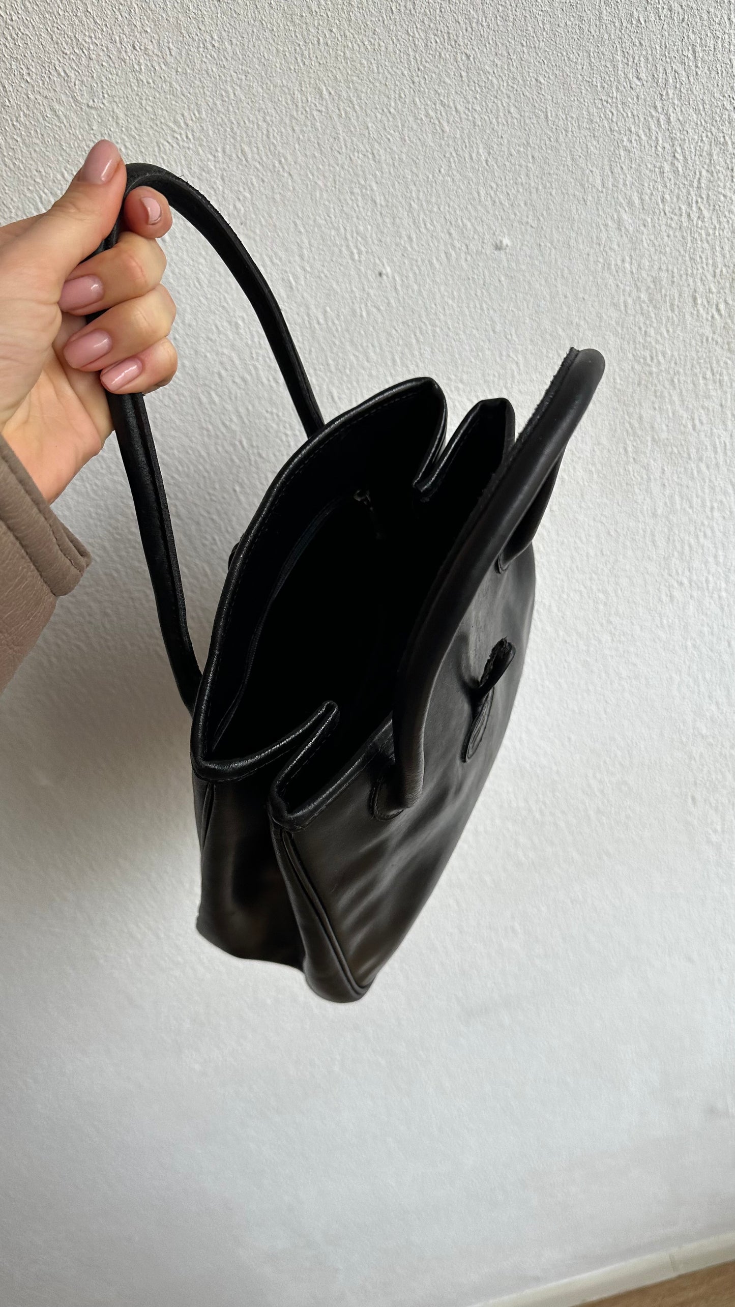 roseau Longchamp leather handbag