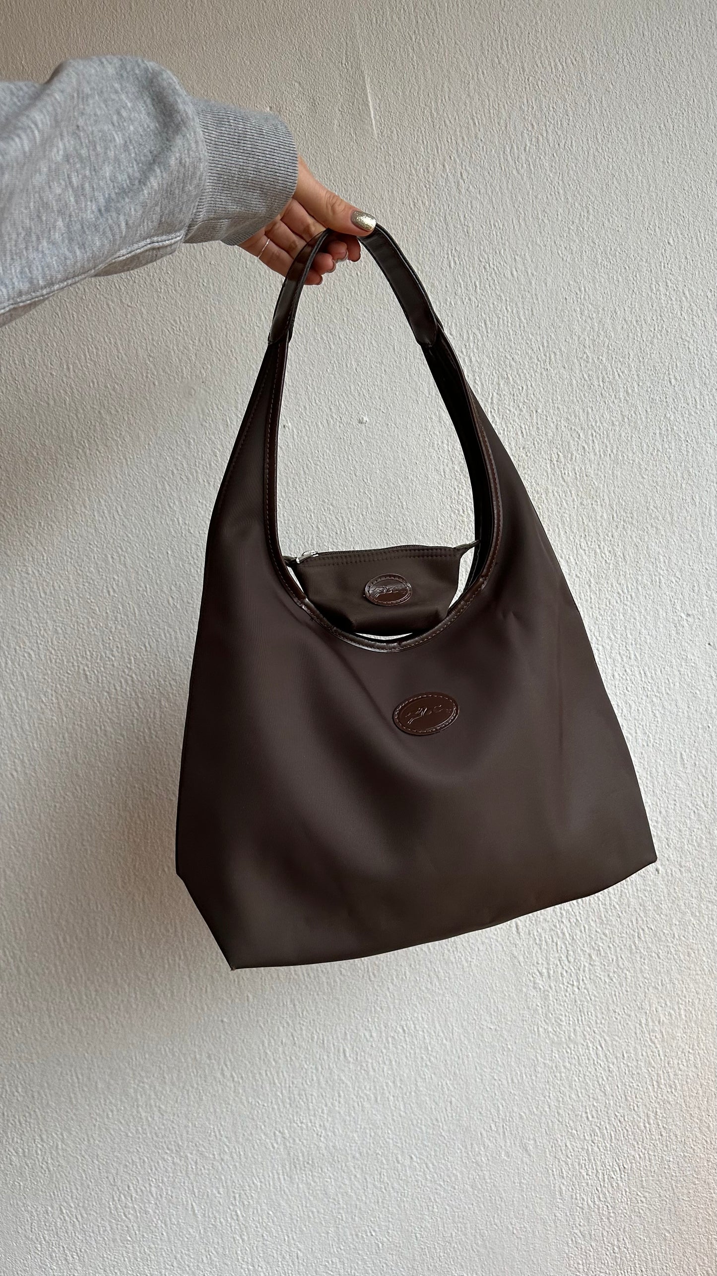 brown Longchamp boho bag