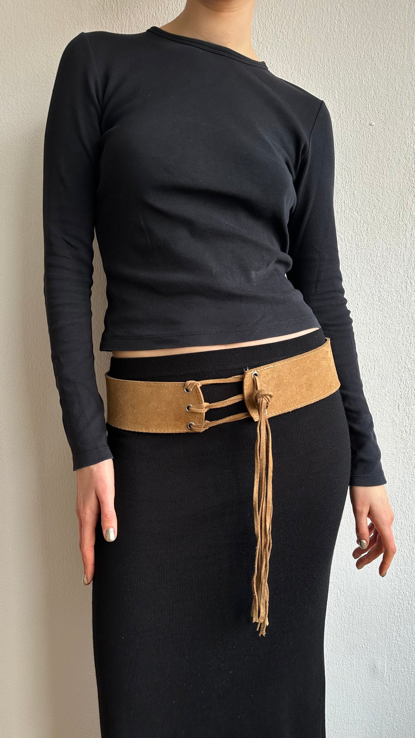 suede brown cowboy belt