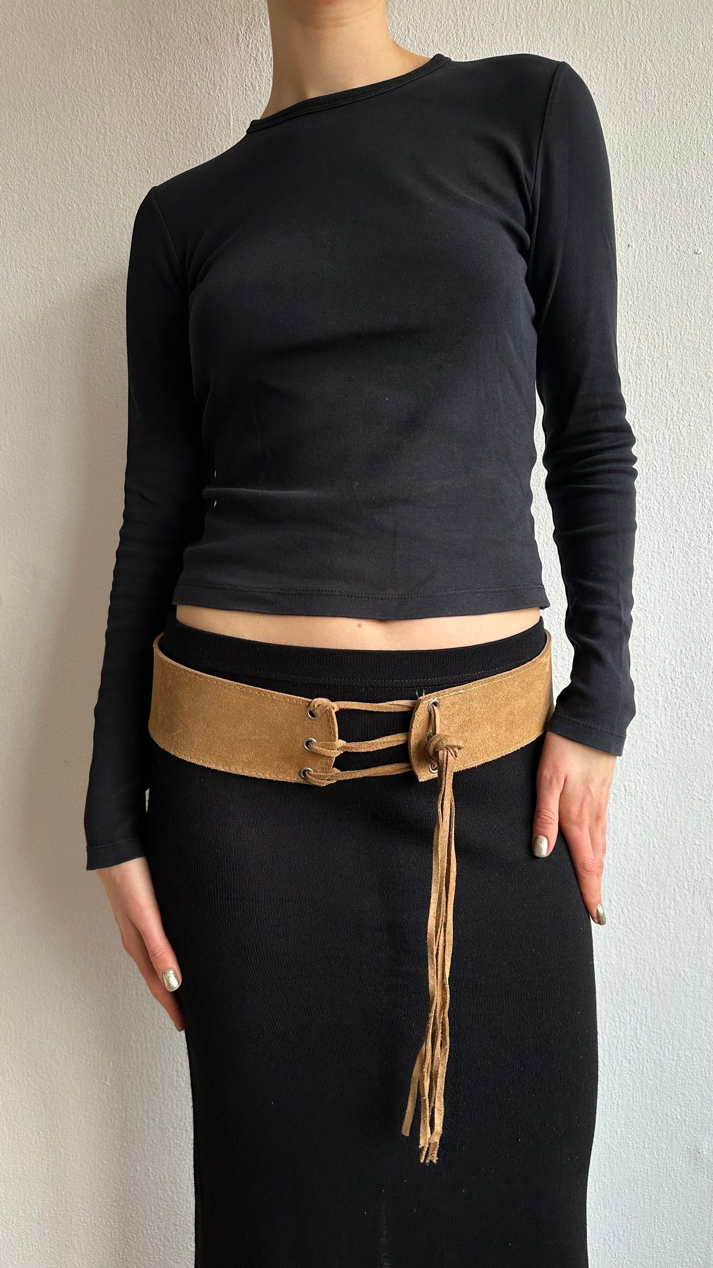 suede brown cowboy belt