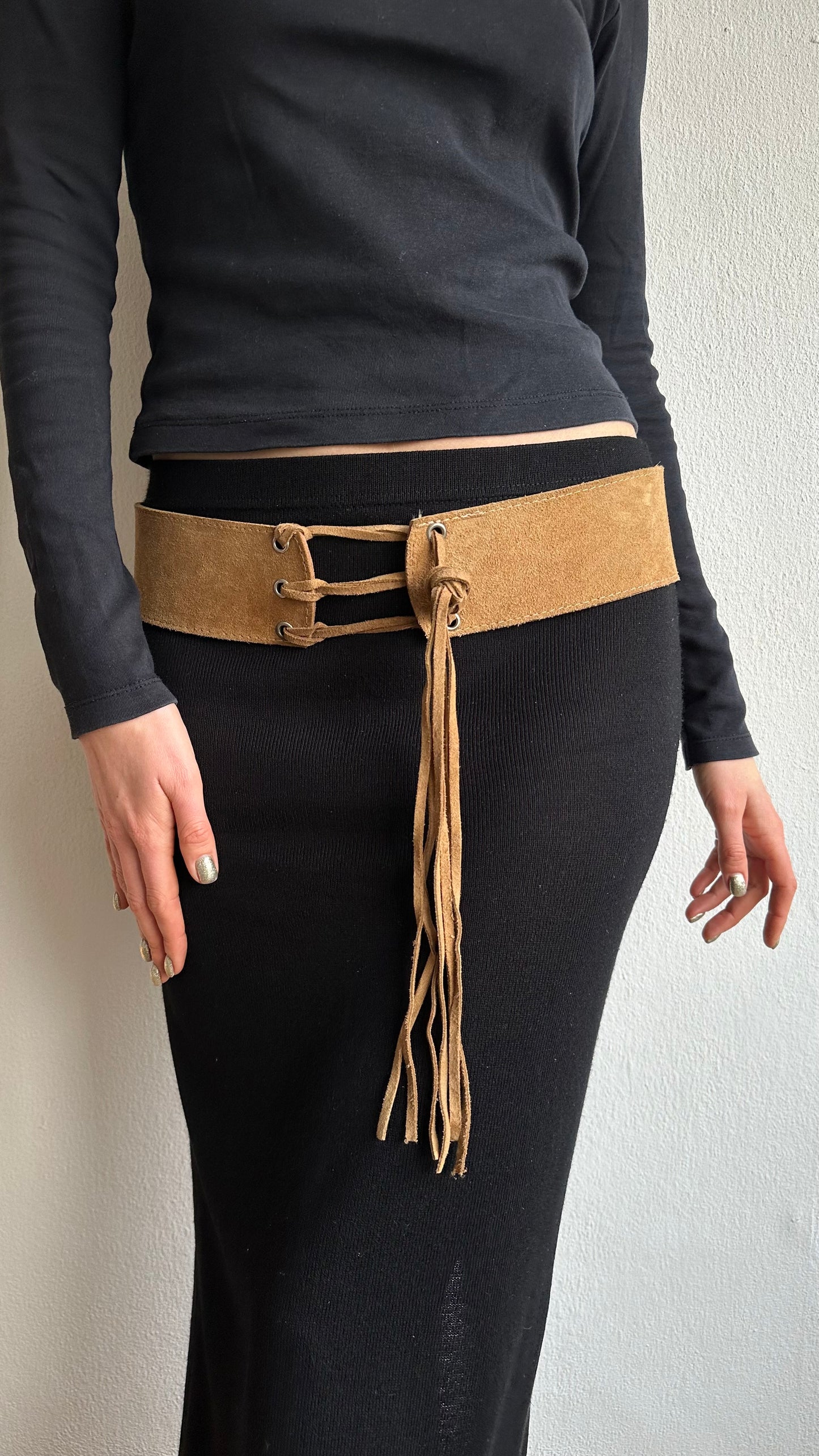 suede brown cowboy belt