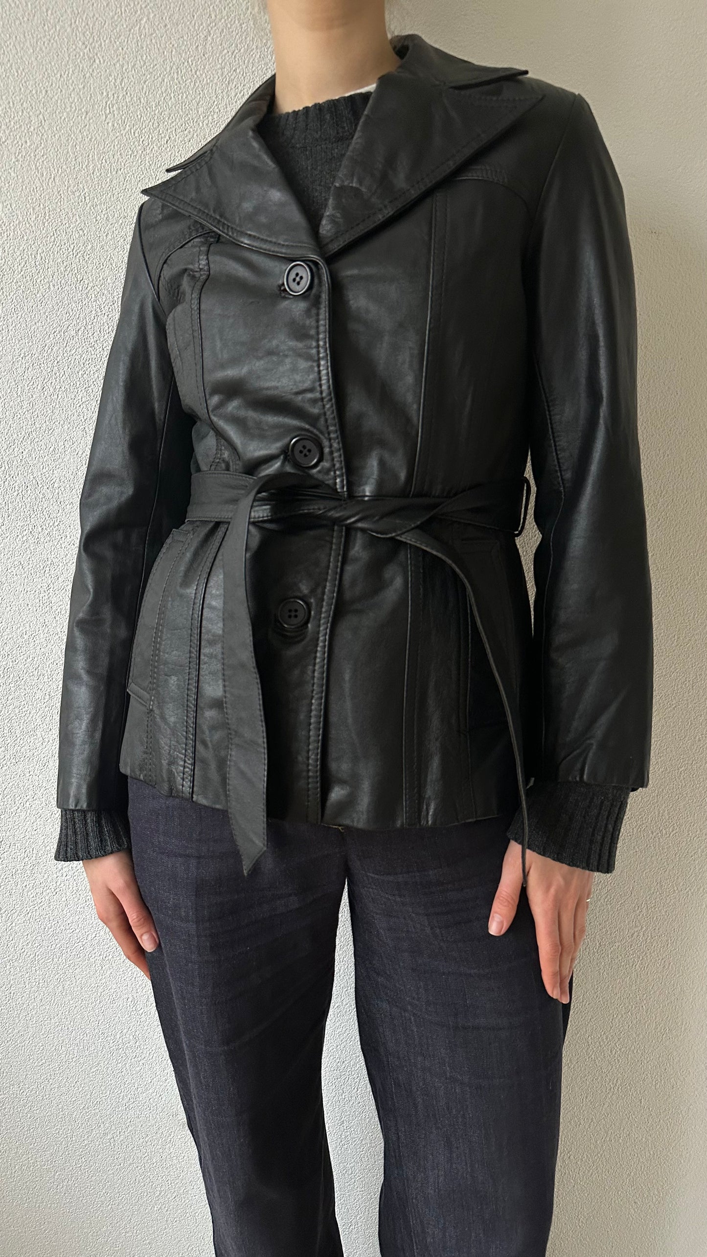 leather belt jacket black