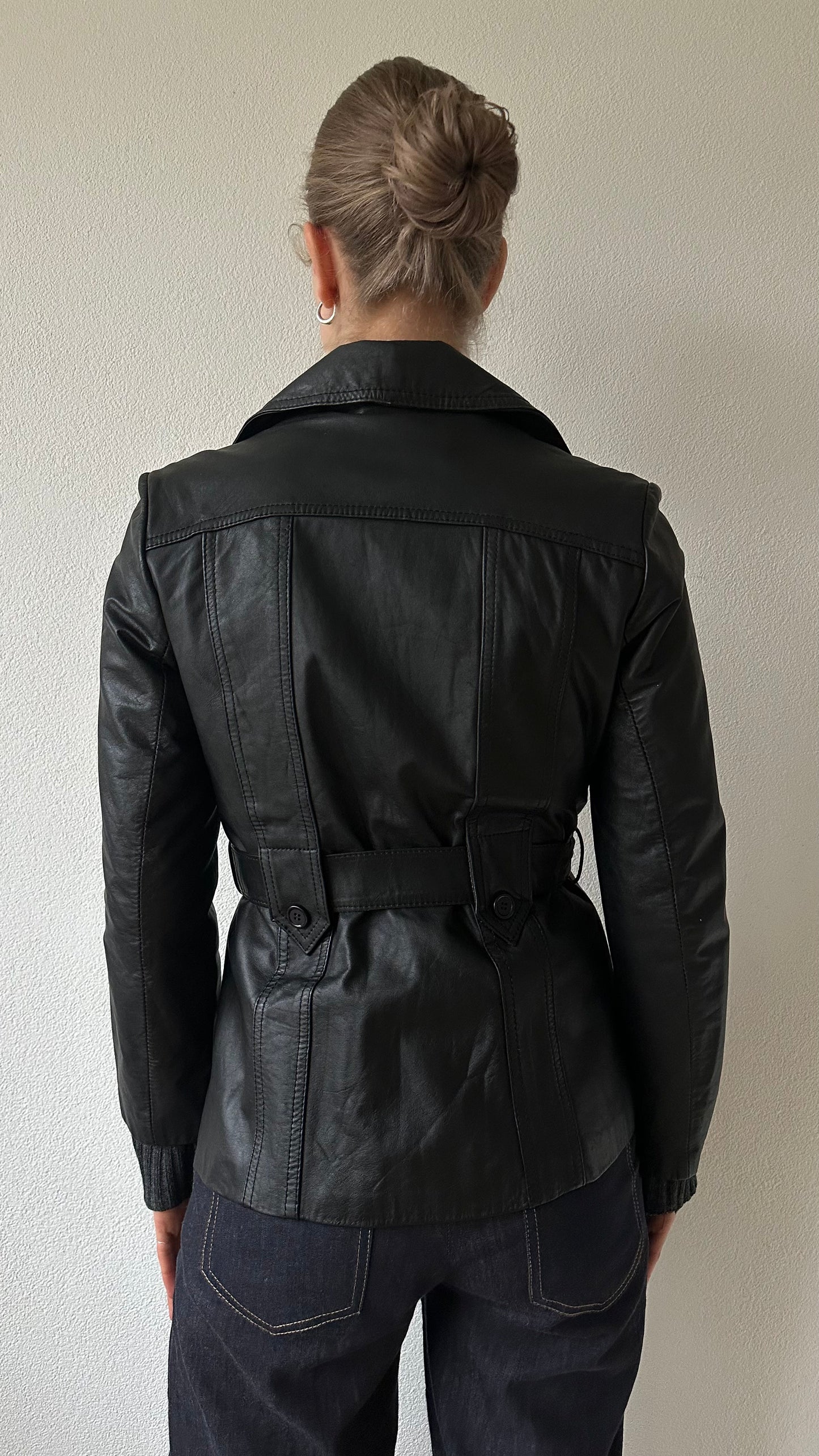 leather belt jacket black