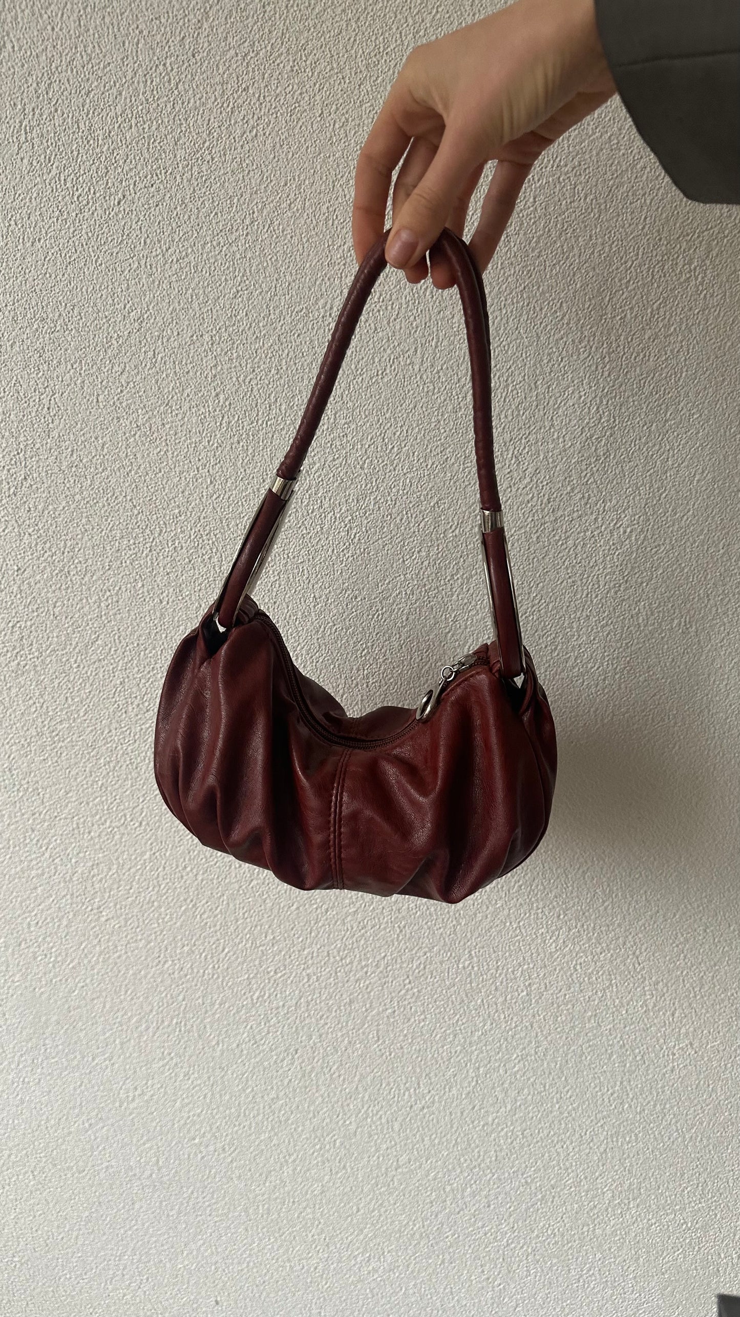 bugundy hoop mini bag