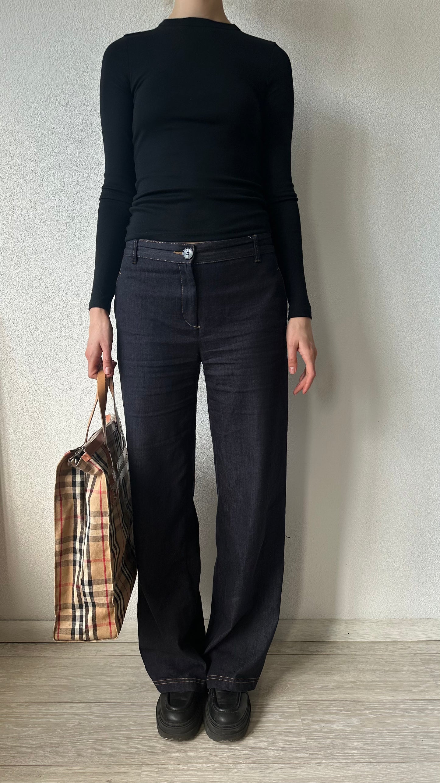 vintage checked print handbag