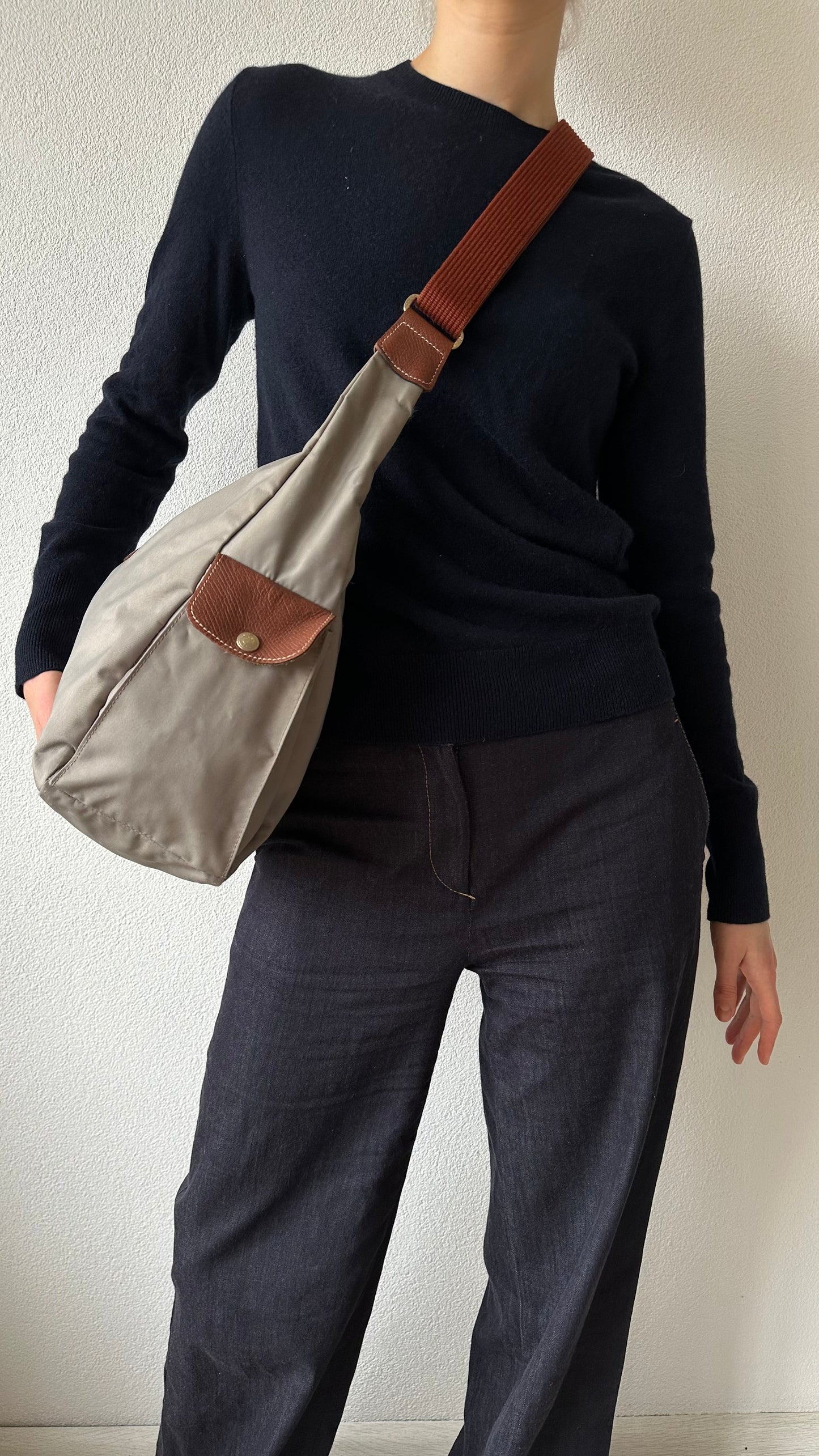 pliage crossbody bag grey brown