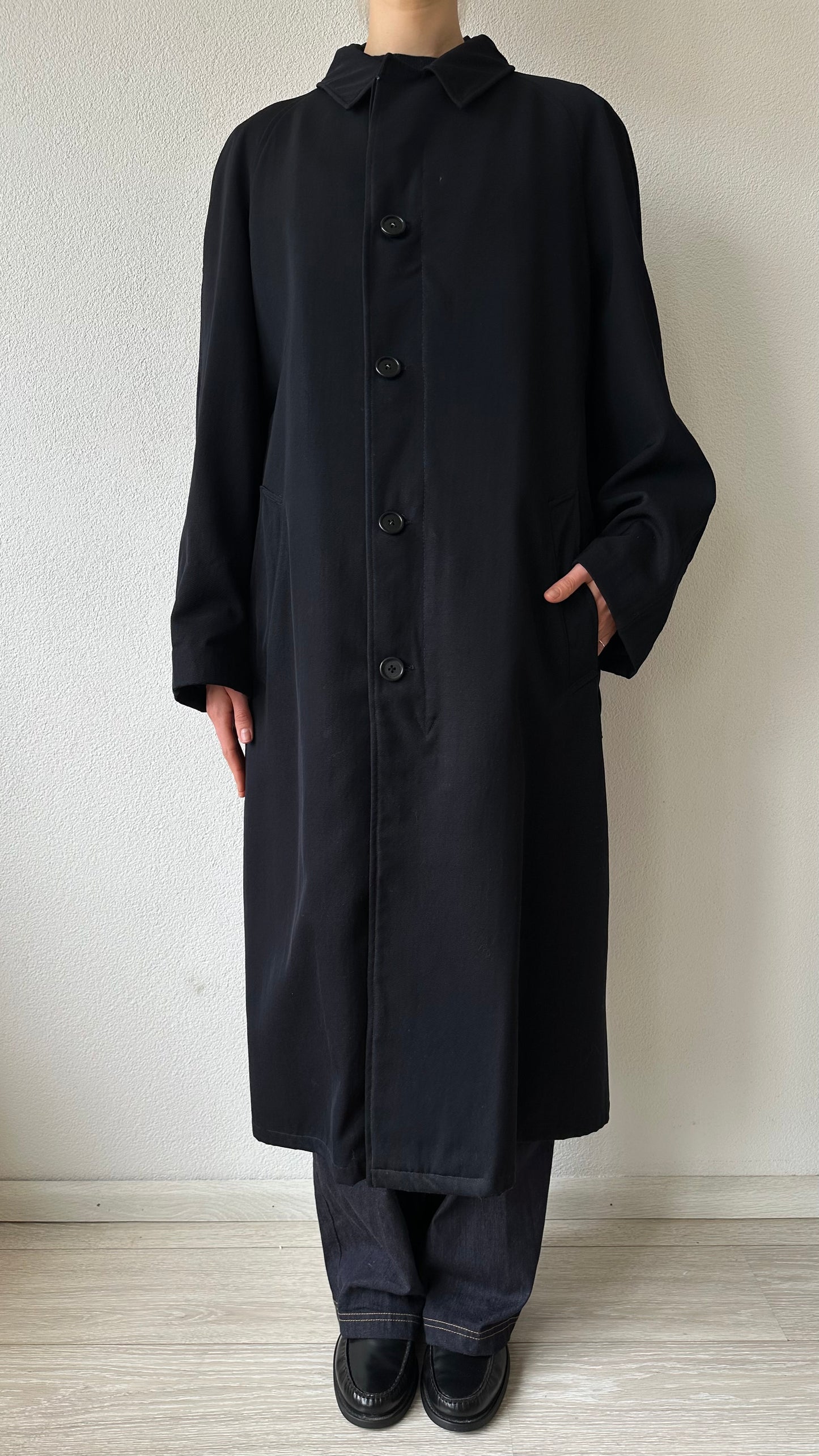 dark blue vintage trenchcoat