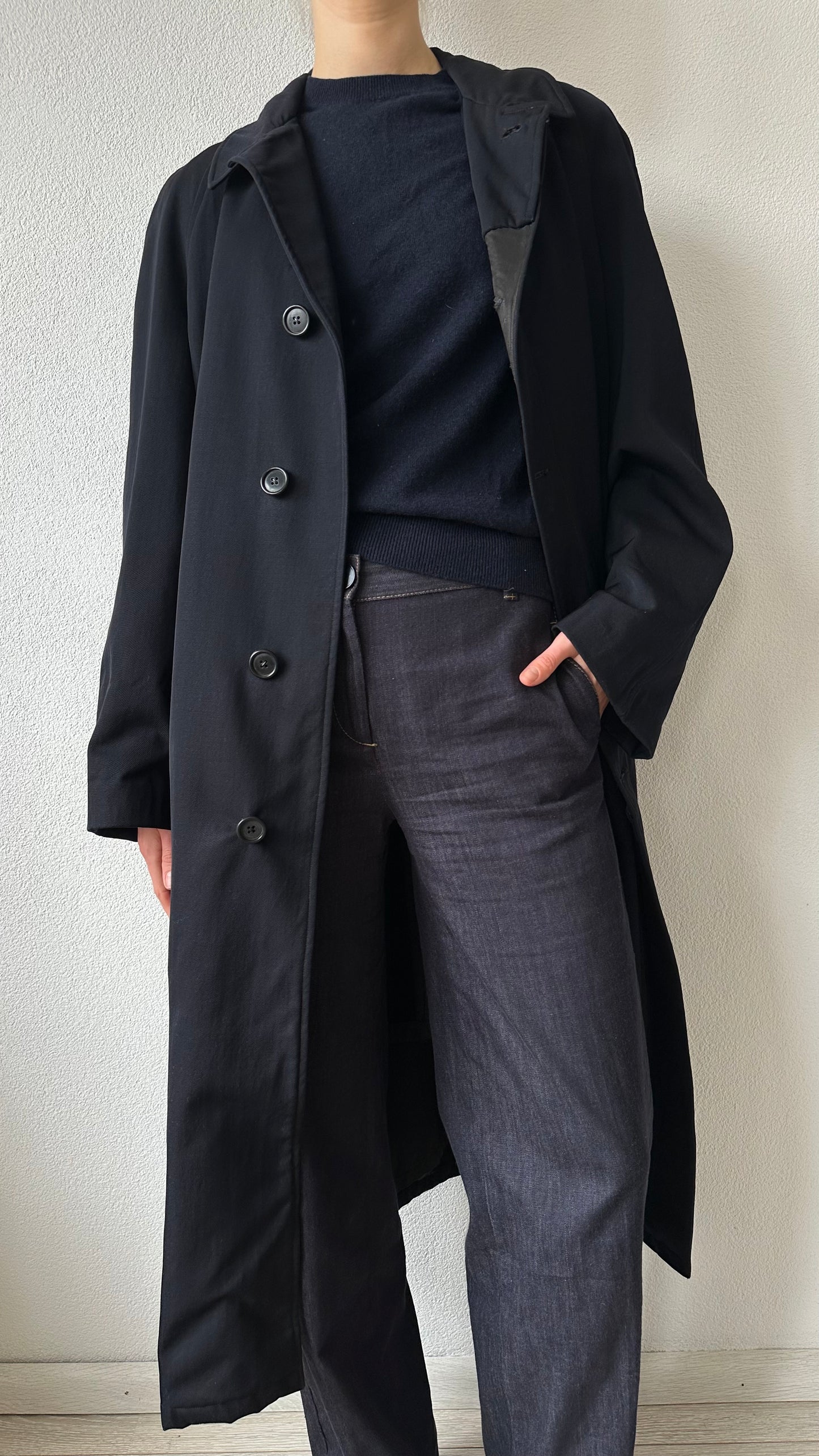 dark blue vintage trenchcoat
