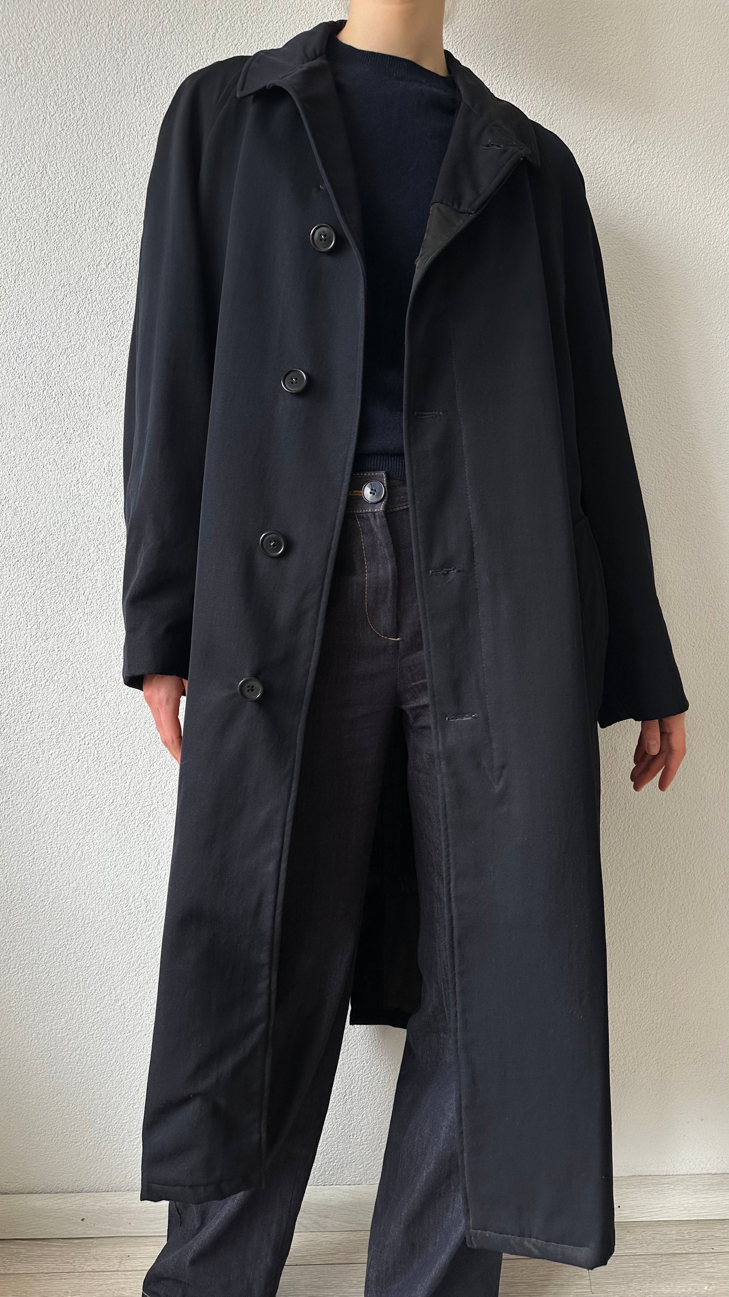 dark blue vintage trenchcoat