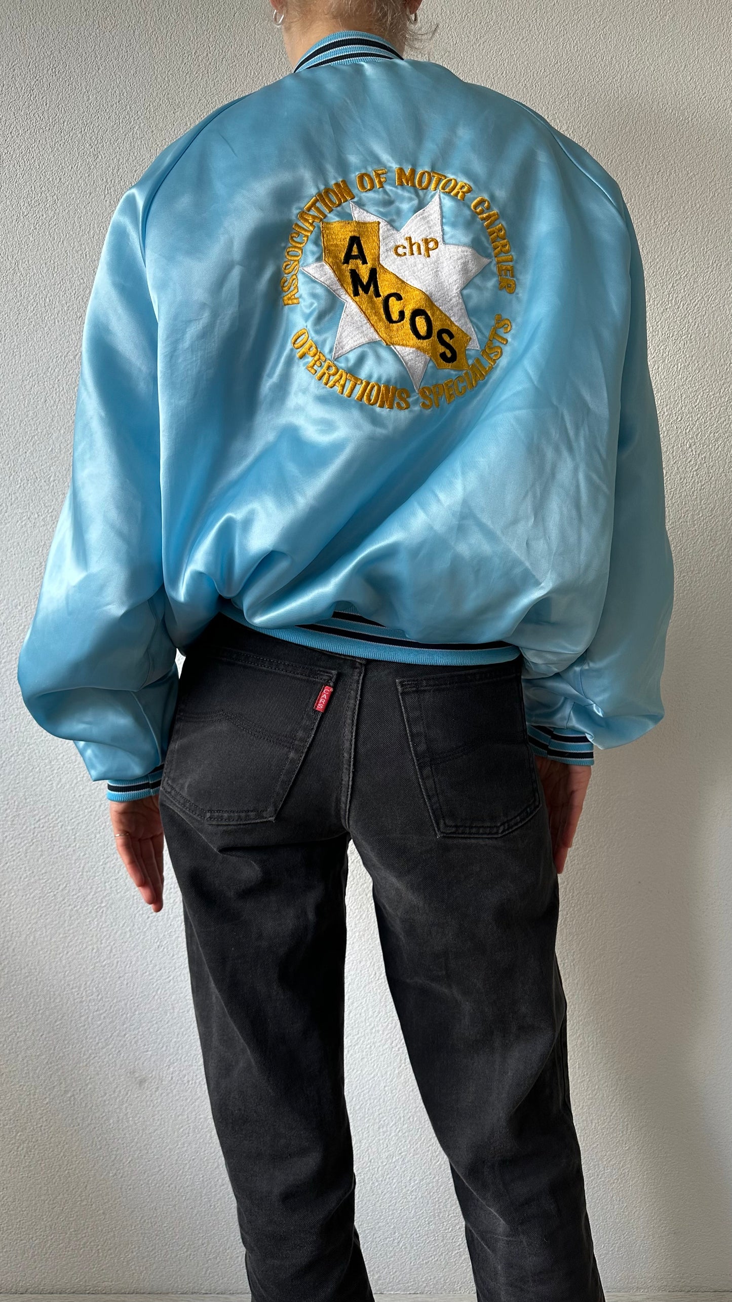 light blue vintage bomberjacket