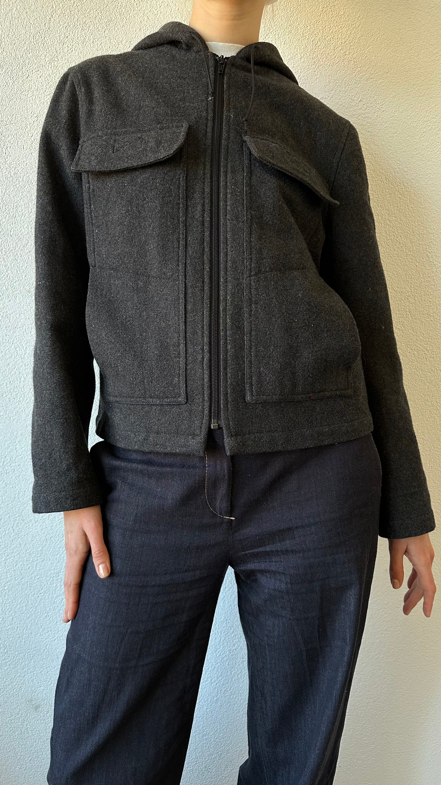 grey wool minimalistic jacket