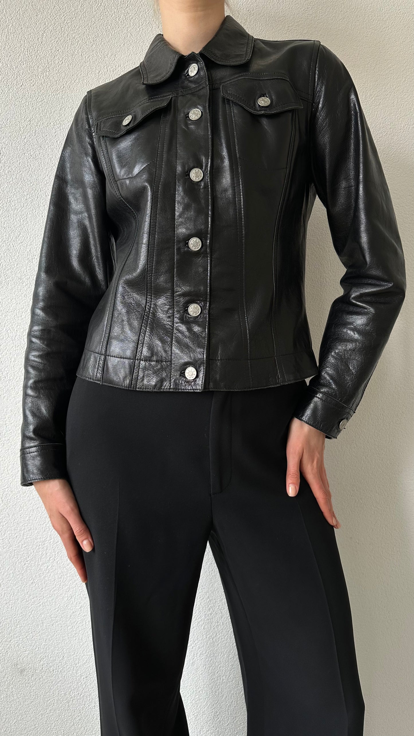 vintage black leather jacket